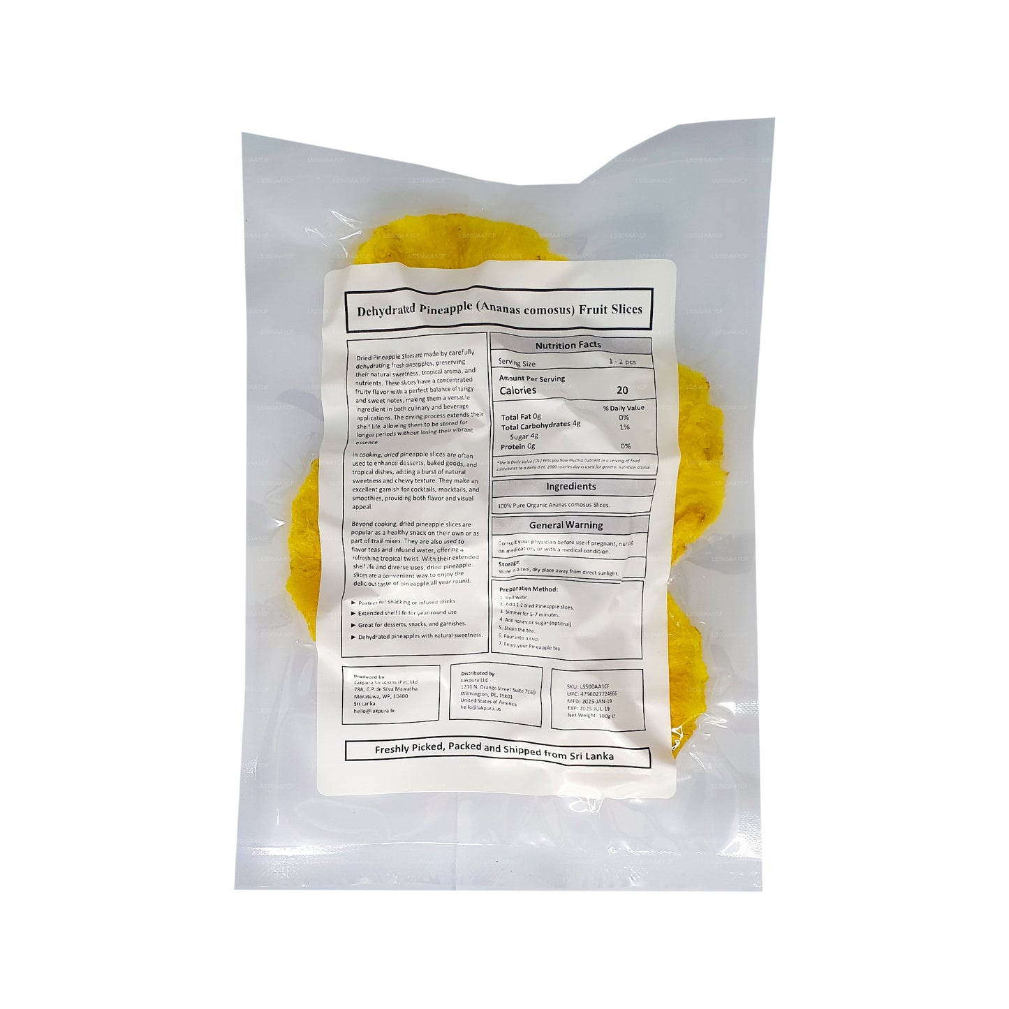Lakpura Dehydrierte natürliche Ananas-Fruchtscheiben