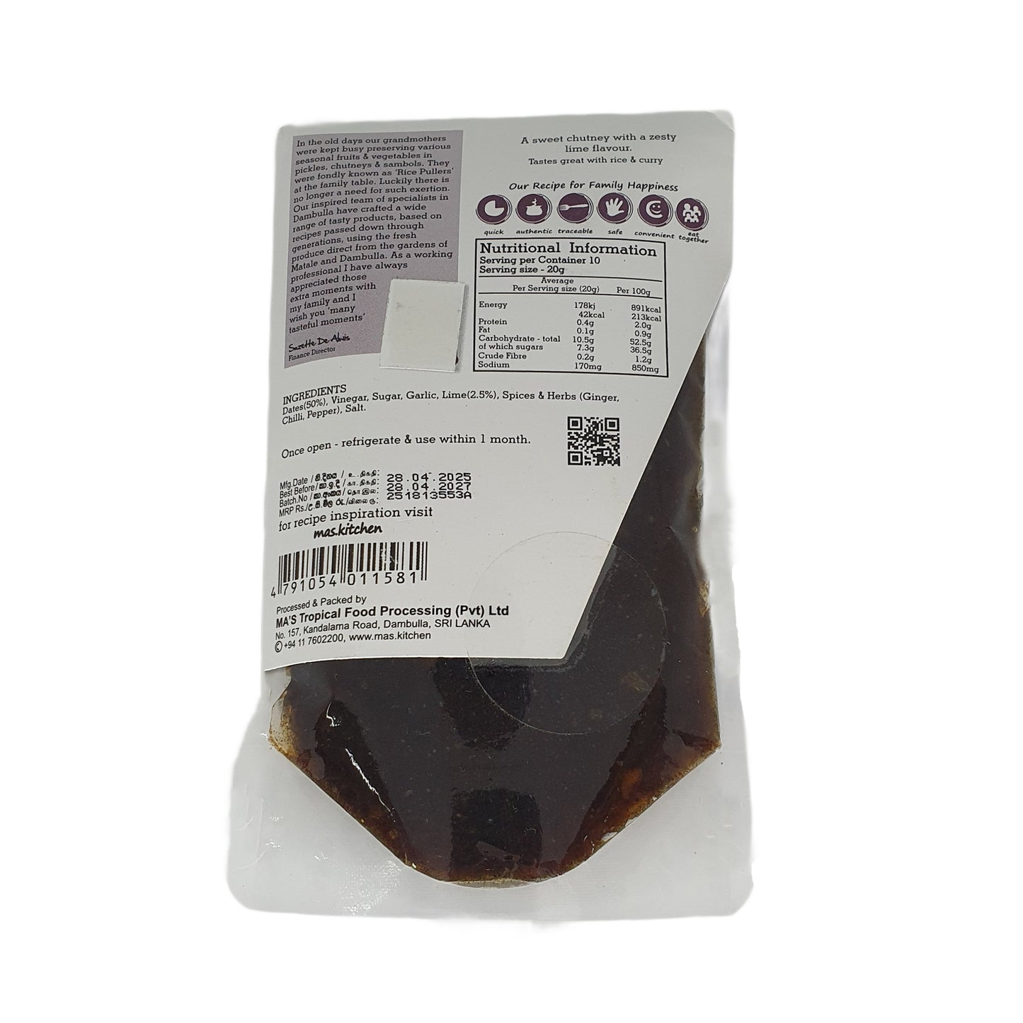 MA's Kitchen Chutney mit Datteln und Limetten (200 g)