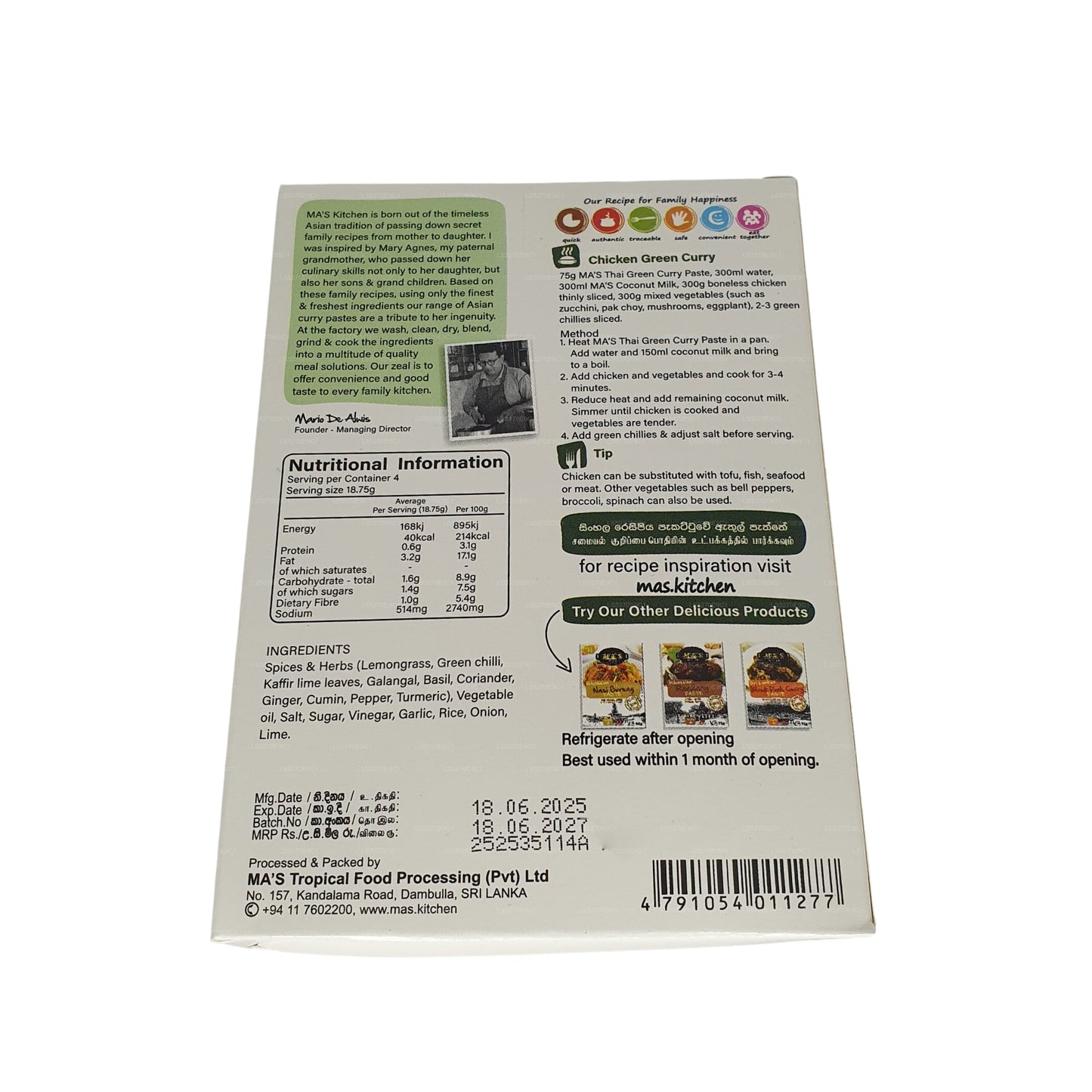 MA's Kitchen Grüne Thai-Currypaste (60 g)