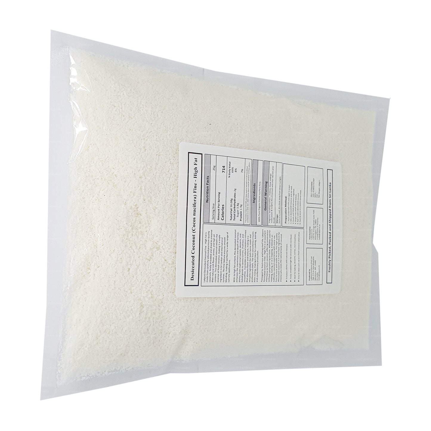 Lakpura Kokosraspeln Fein - Hoher Fettgehalt (500g)