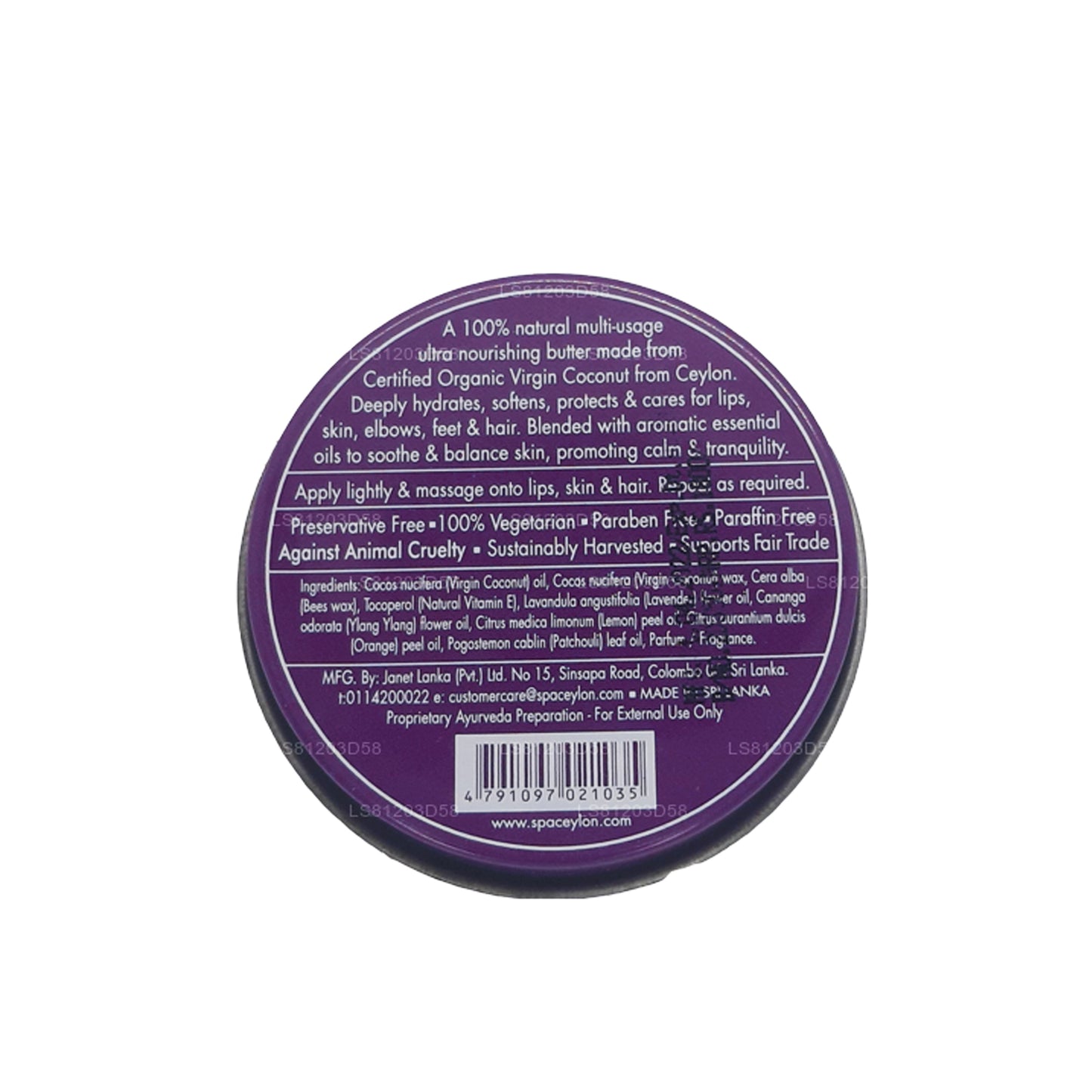 Spa Ceylon Ylang Lavendel Virgin Kokosnussbutter, natürliche Butter (25 g)
