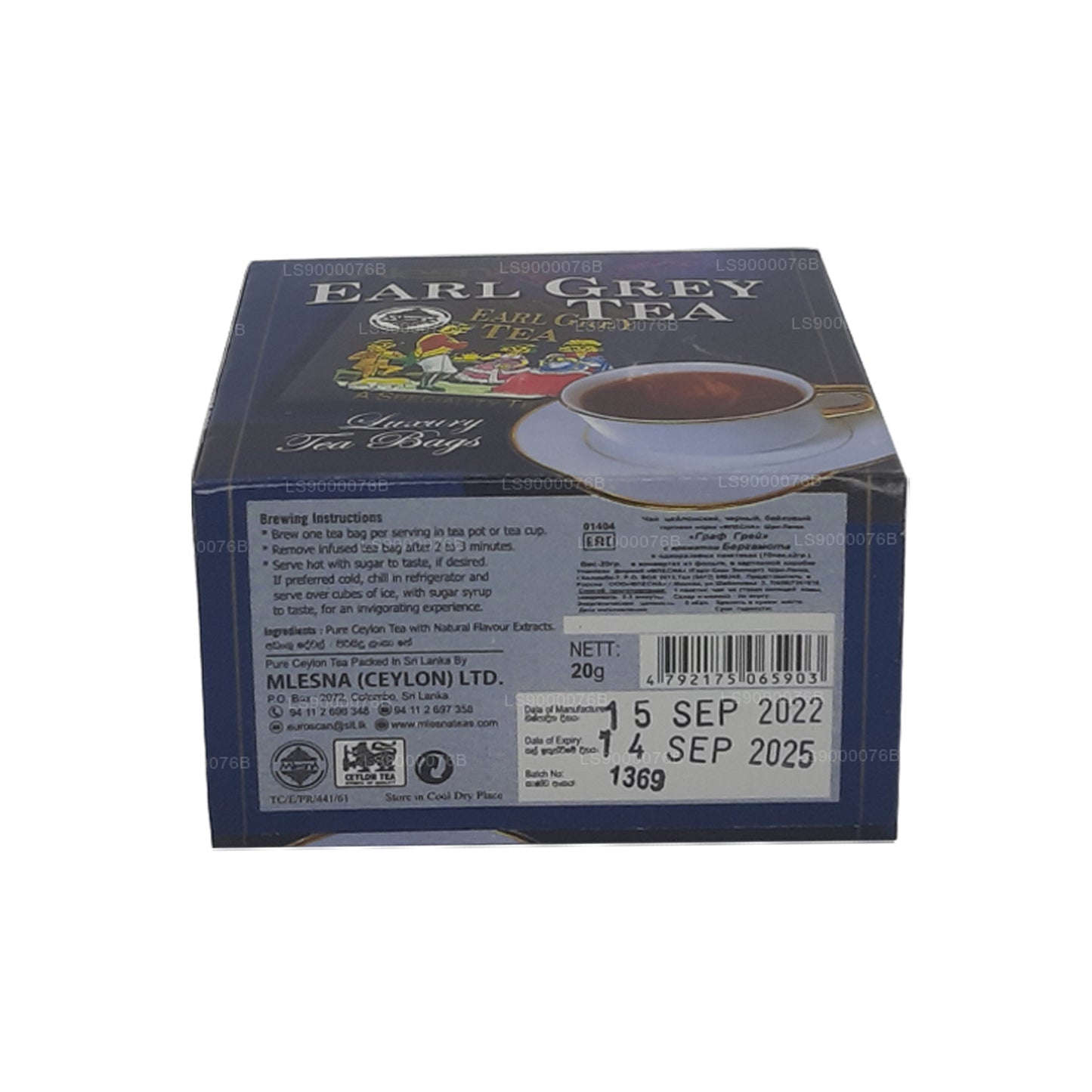 Mlesna Earl Grey Tee (20 g), 10 luxuriöse Teebeutel