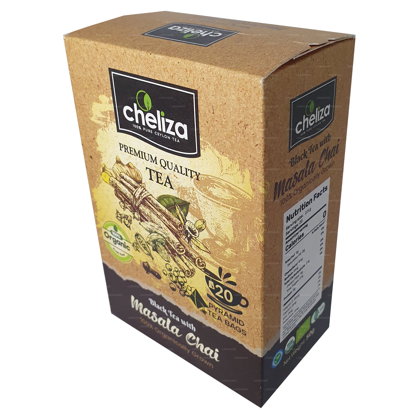 Cheliza Schwarzer Tee mit Masala Chai (50g) 20 Teebeutel