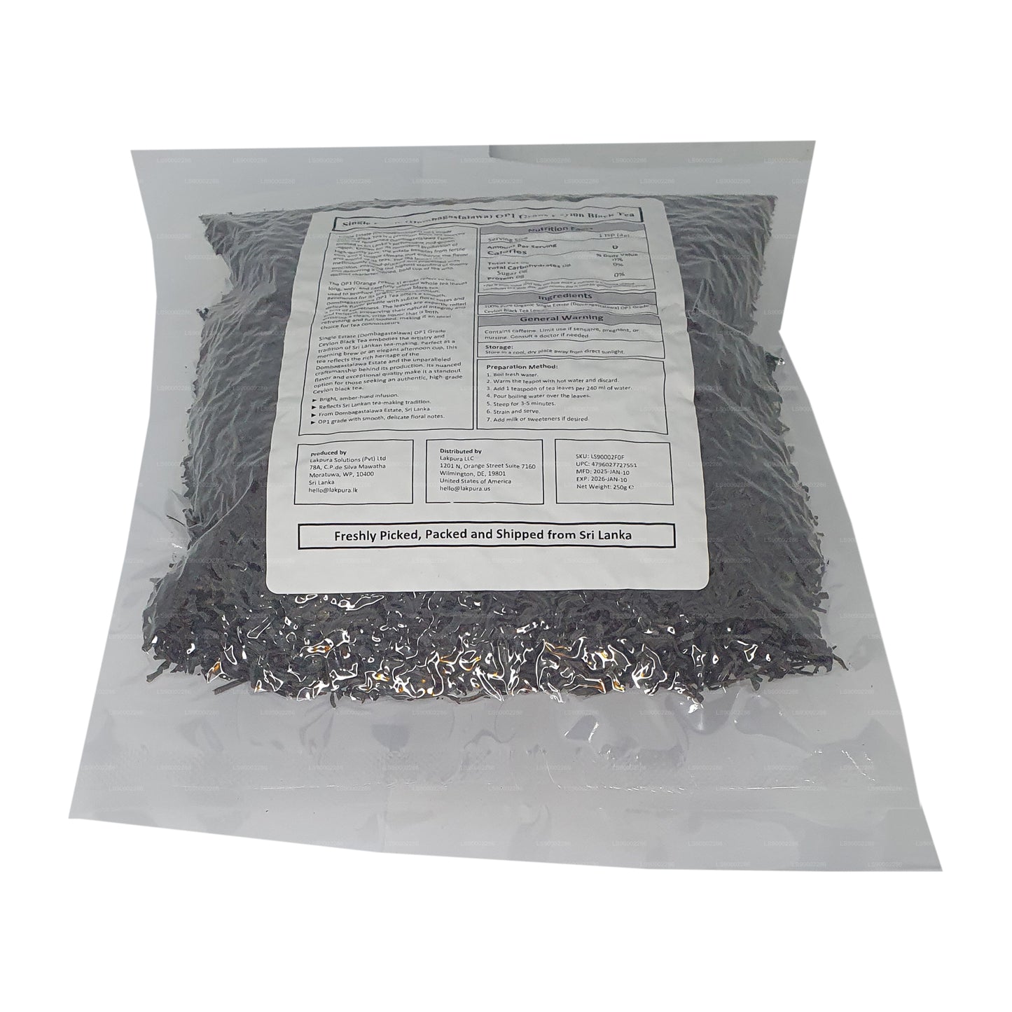 Lakpura Single Estate (Dombagastalawa) Ceylon-Schwarztee-Paket der Güteklasse OP1