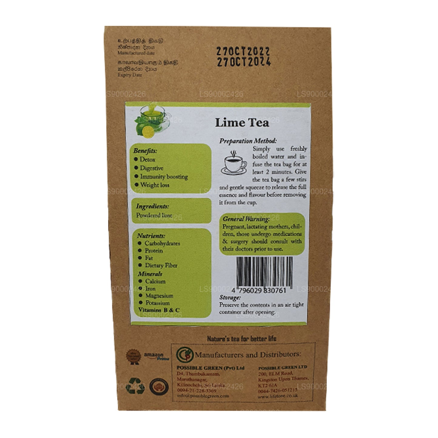 Lifetone Limettentee (30 g) 20 Teebeutel