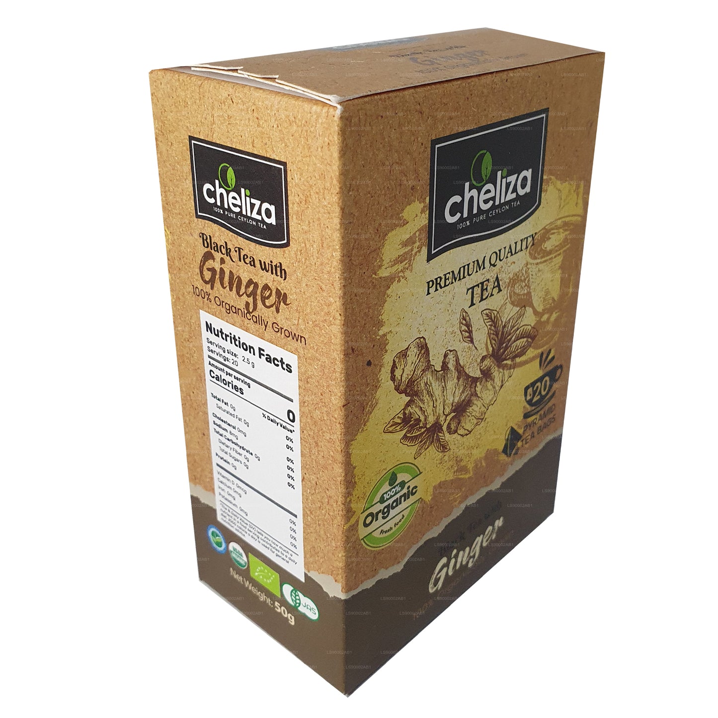 Cheliza Schwarzer Tee mit Ingwer (50g) 20 Teebeutel