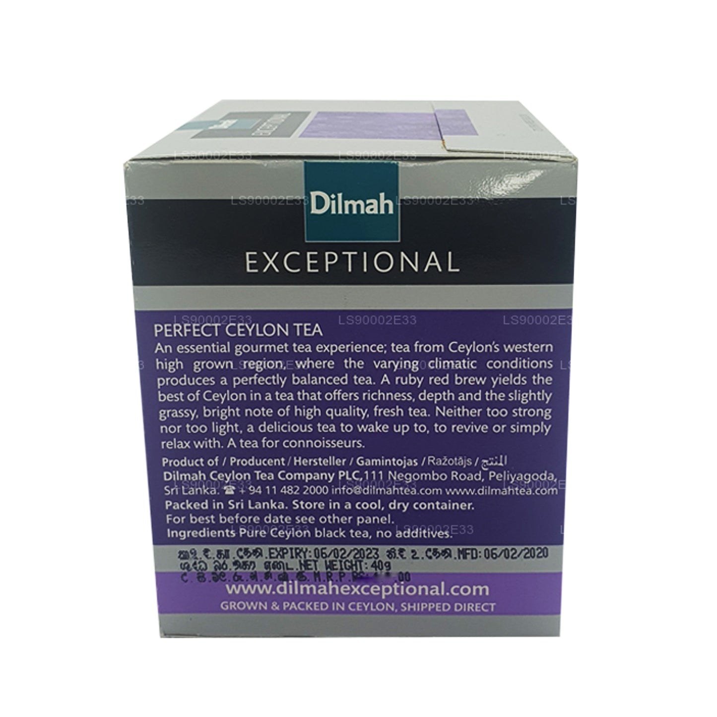 Dilmah Exceptional Perfect Ceylon Echtblatt-Tee (40 g) 20 Stück