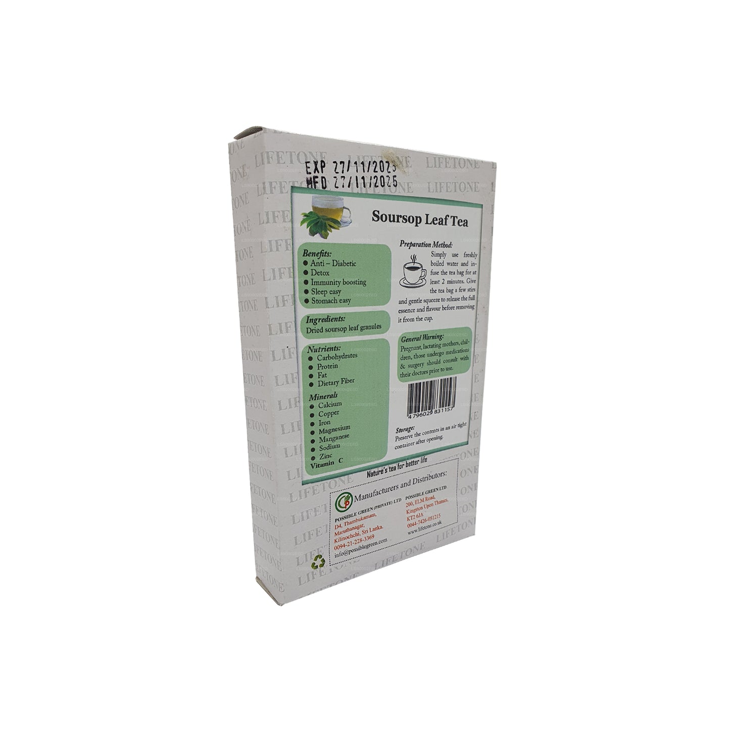 Lifetone Soursop-Blatttee (30 g) 20 Teebeutel
