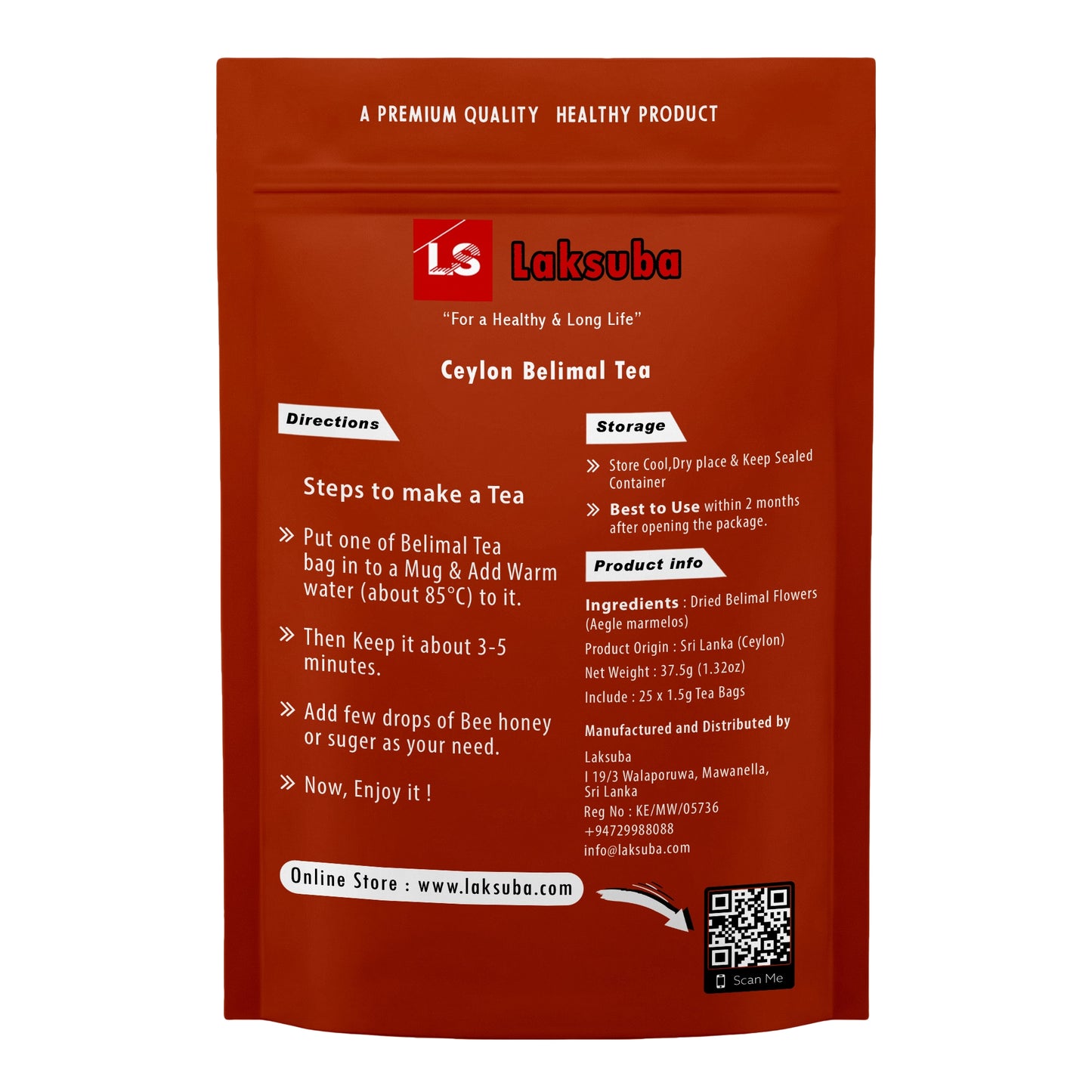 Laksuba Ceylon Belimal Tee (37,5 g) 25 Teebeutel