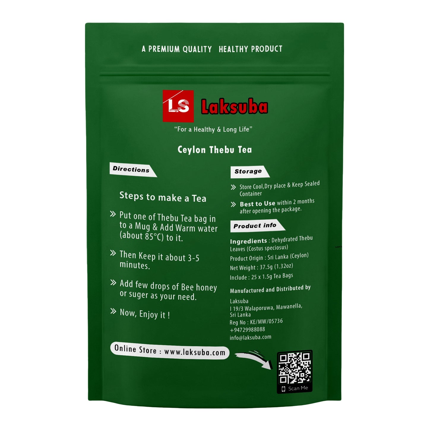 Laksuba Ceylon Thebu Tee (37,5 g) 25 Teebeutel