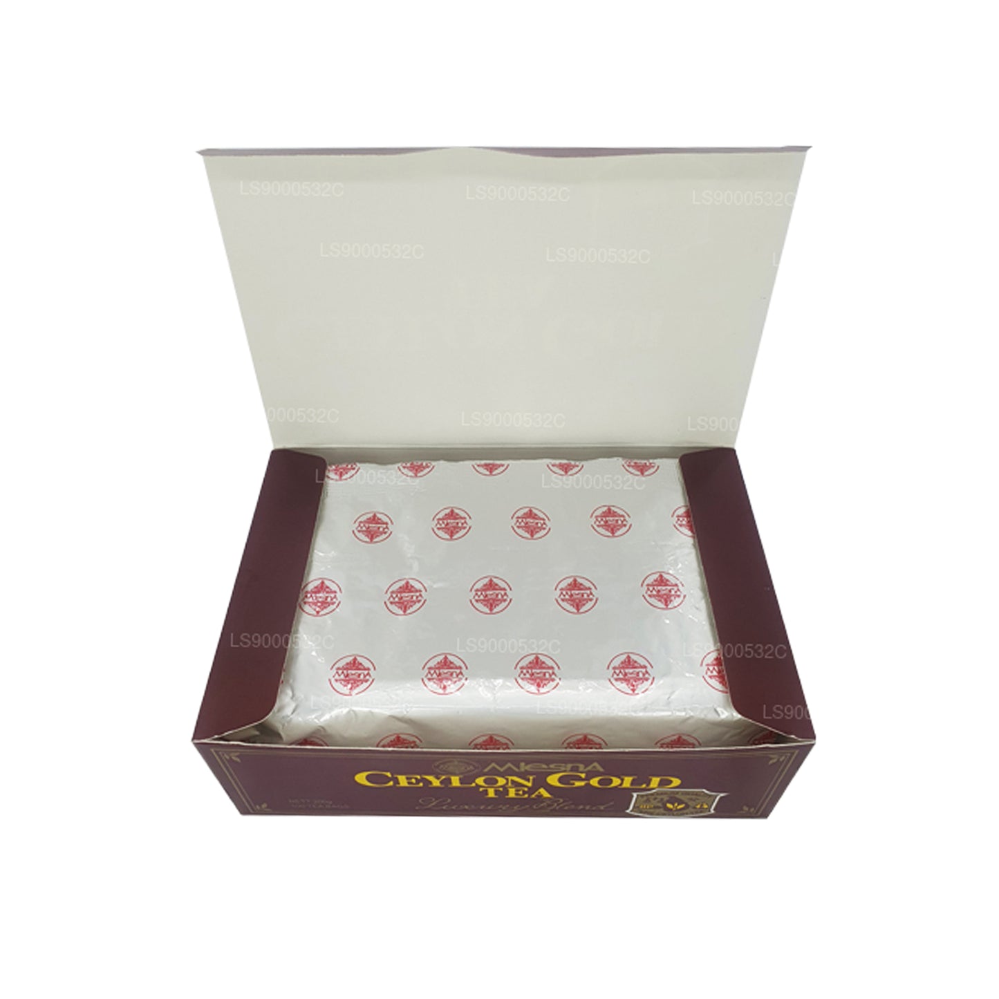 Mlesna Tea Ceylon Gold 100 Teebeutel (200 g) mit Band und Etikett