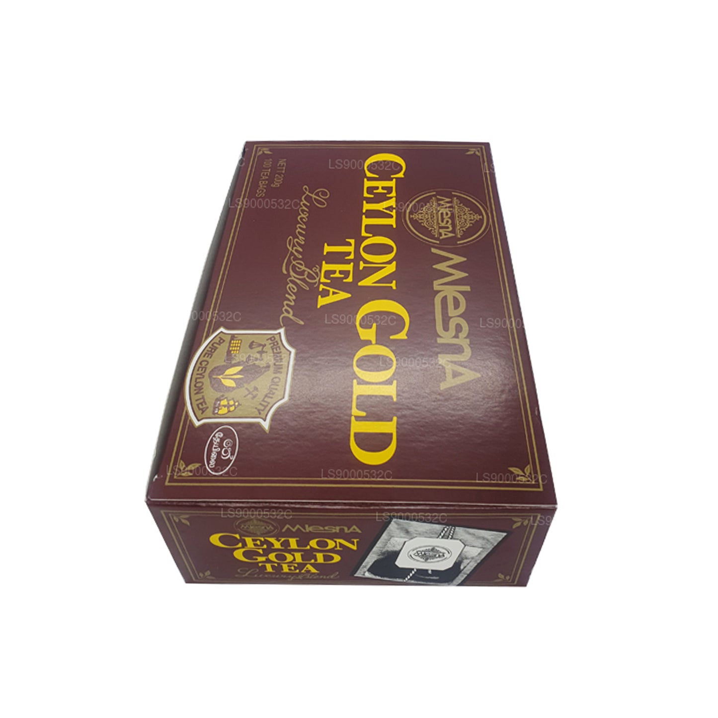 Mlesna Tea Ceylon Gold 100 Teebeutel (200 g) mit Band und Etikett