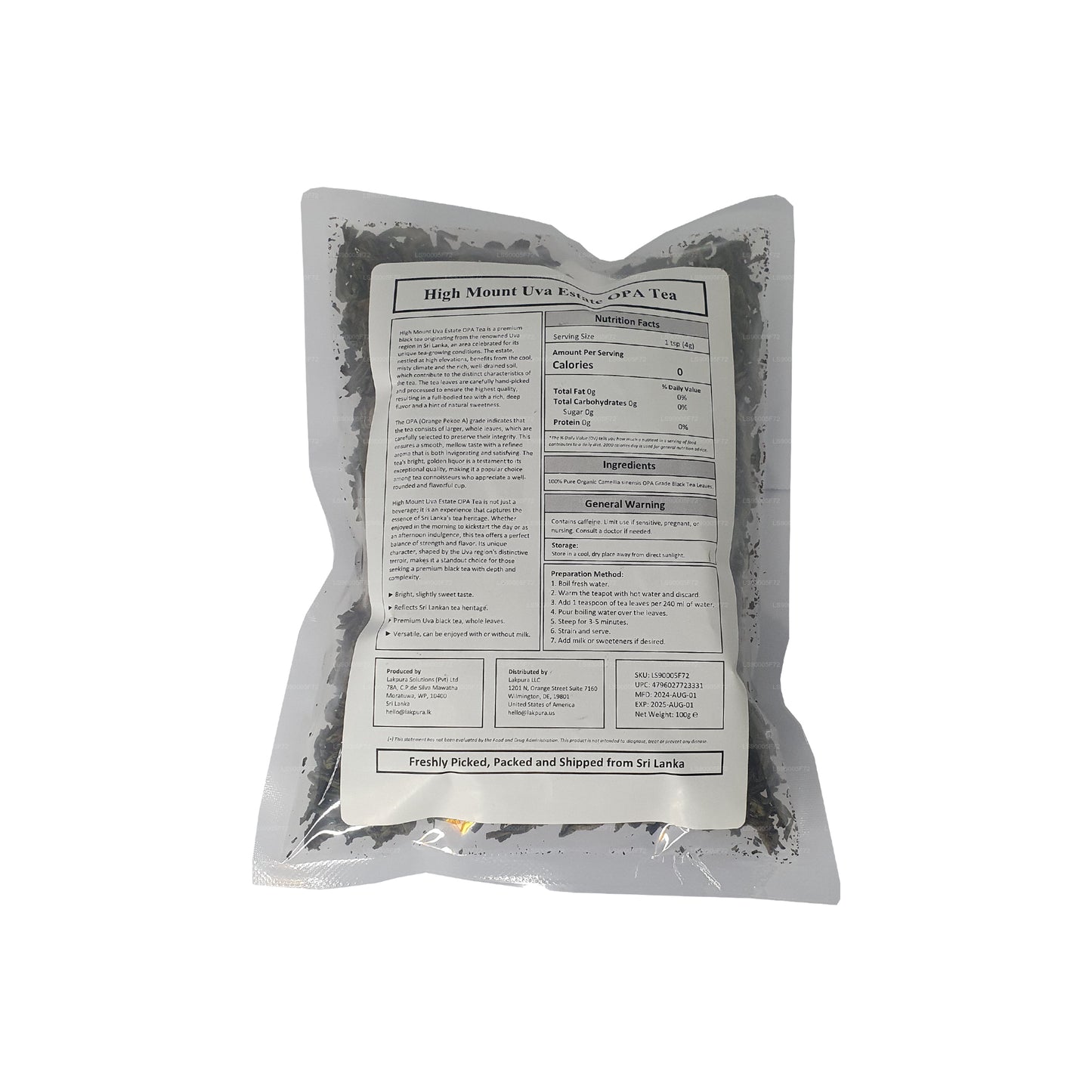 Lakpura® Uva High Mount Uva Estate OPA-Tee (100 g)