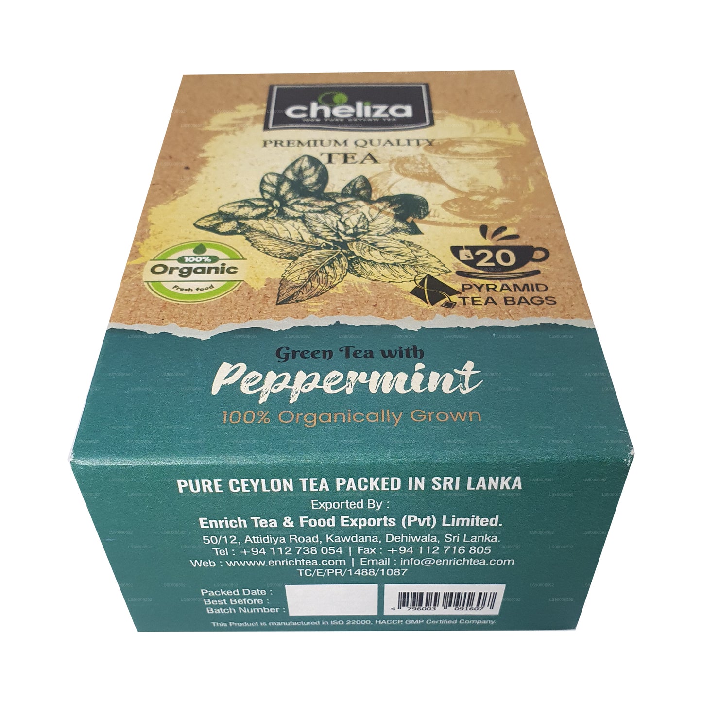 Cheliza Schwarzer Tee mit Pfefferminze (50g) 20 Teebeutel