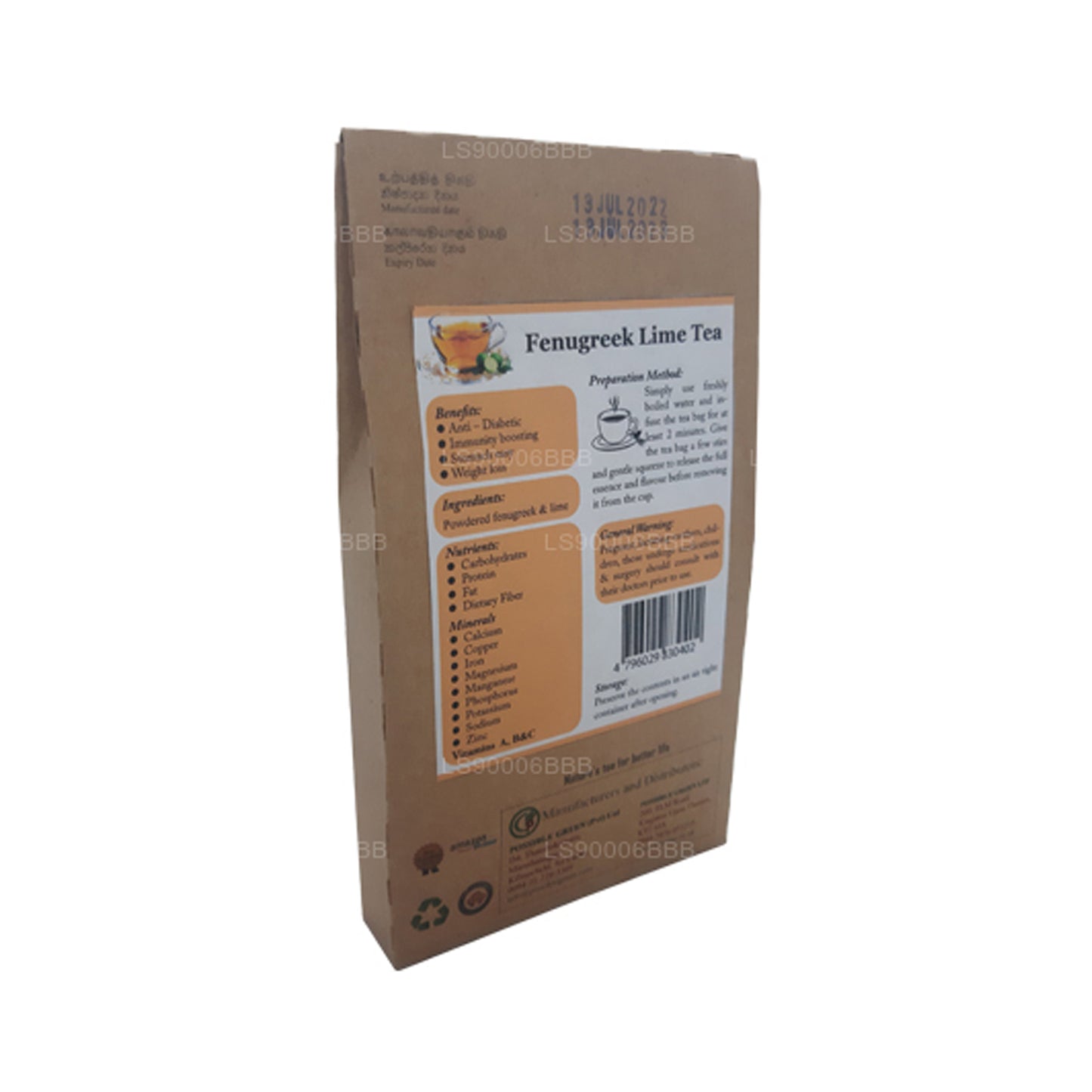 Lifetone Bockshornklee-Limetten-Tee (40 g) 20 Teebeutel