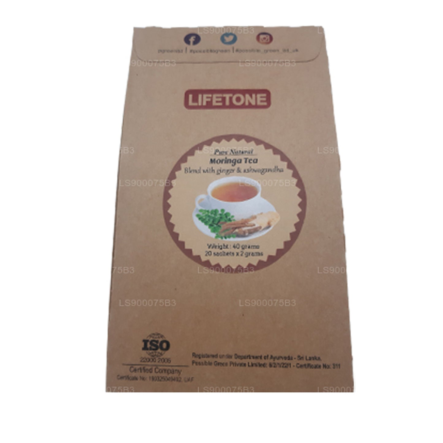 Lifetone Moringa Ashwagandha Ingwertee (40g)