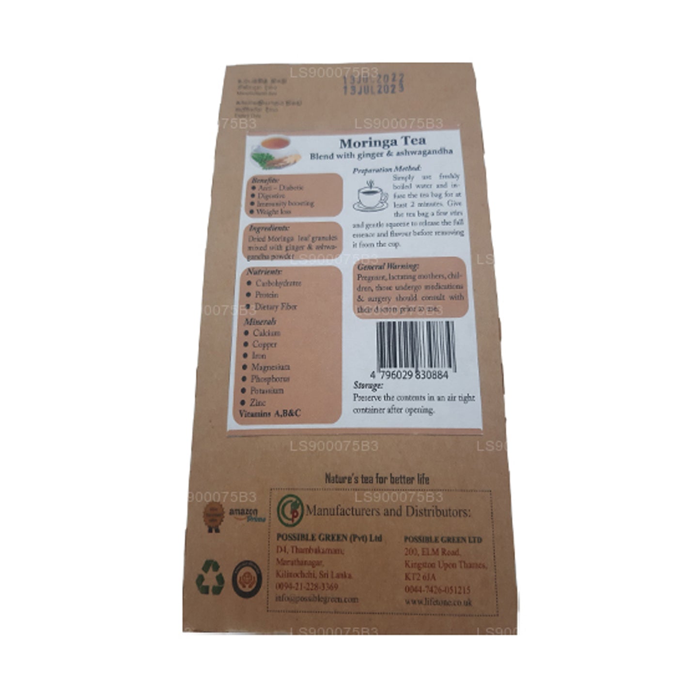 Lifetone Moringa Ashwagandha Ingwertee (40g)