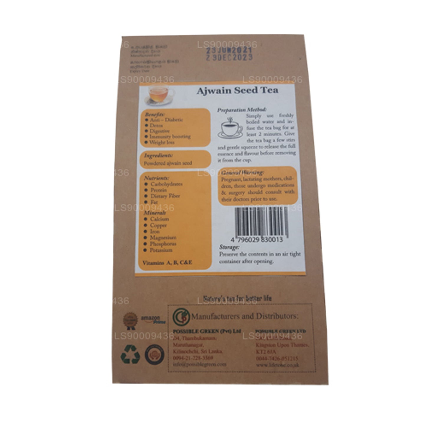 Lifetone Ajwain-Samen-Tee (30 g) 20 Teebeutel