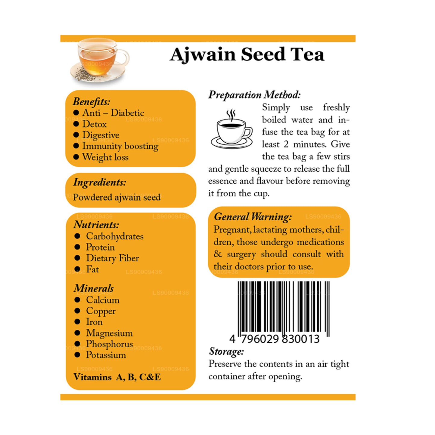 Lifetone Ajwain-Samen-Tee (30 g) 20 Teebeutel