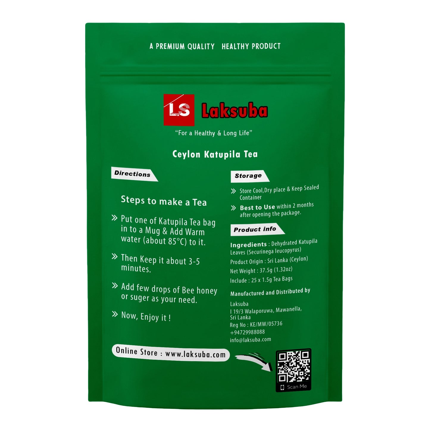 Laksuba Ceylon Katupila Tee (37,5 g) 25 Teebeutel