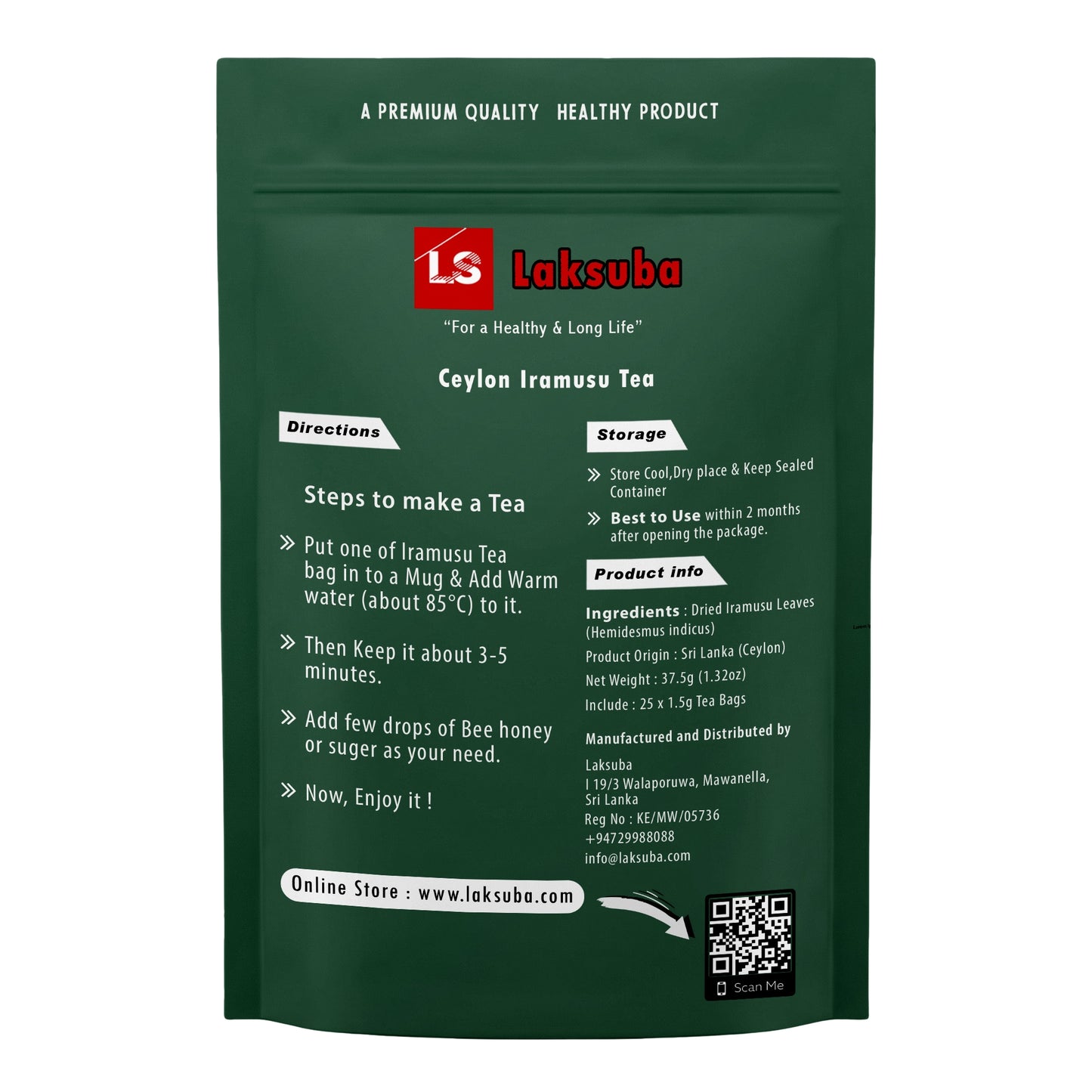 Laksuba Ceylon Iramusu Tee (37,5 g) 25 Teebeutel