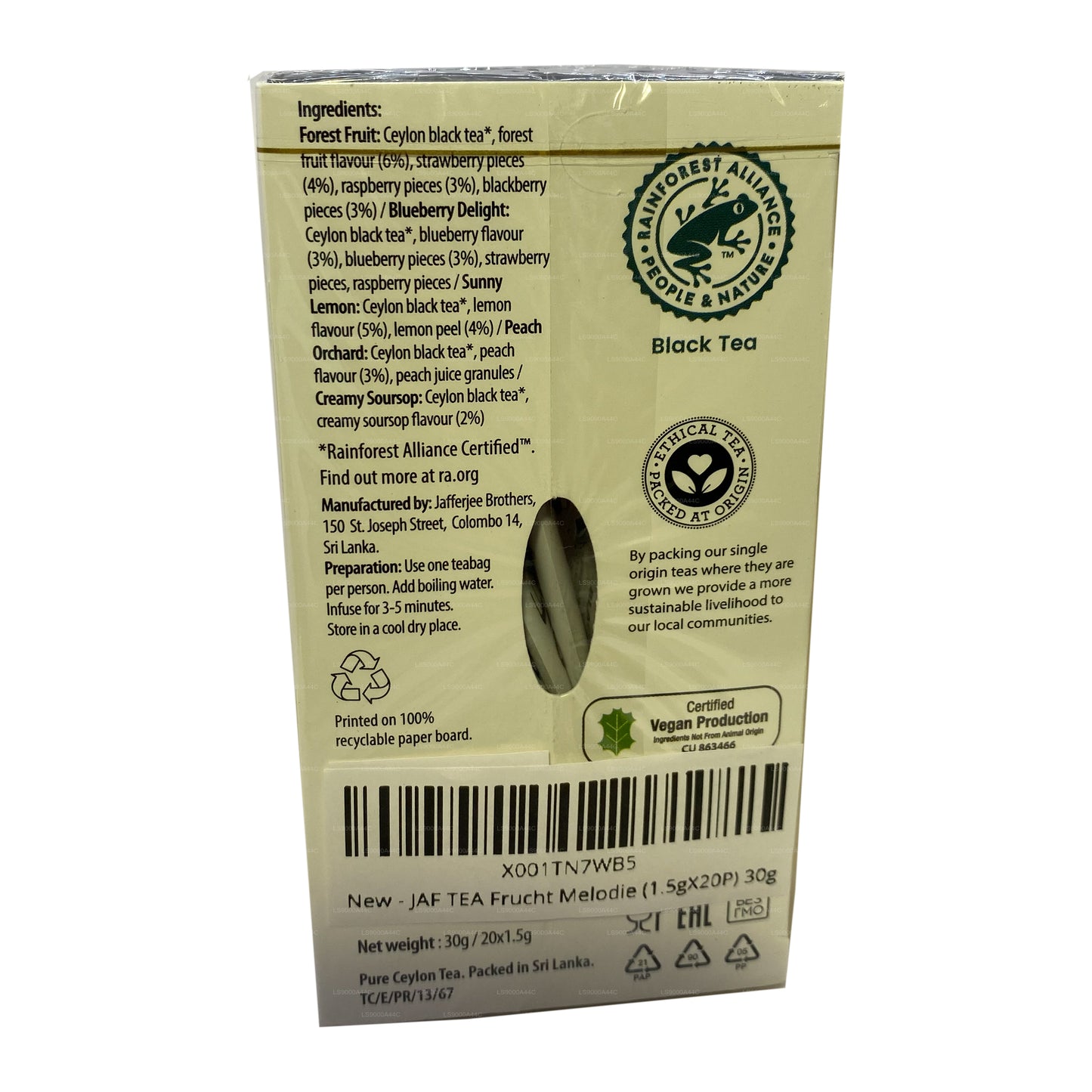 Jaf Tea Pure Fruits Collection Black Tea Fruit Melody (30 g) 20 Teebeutel