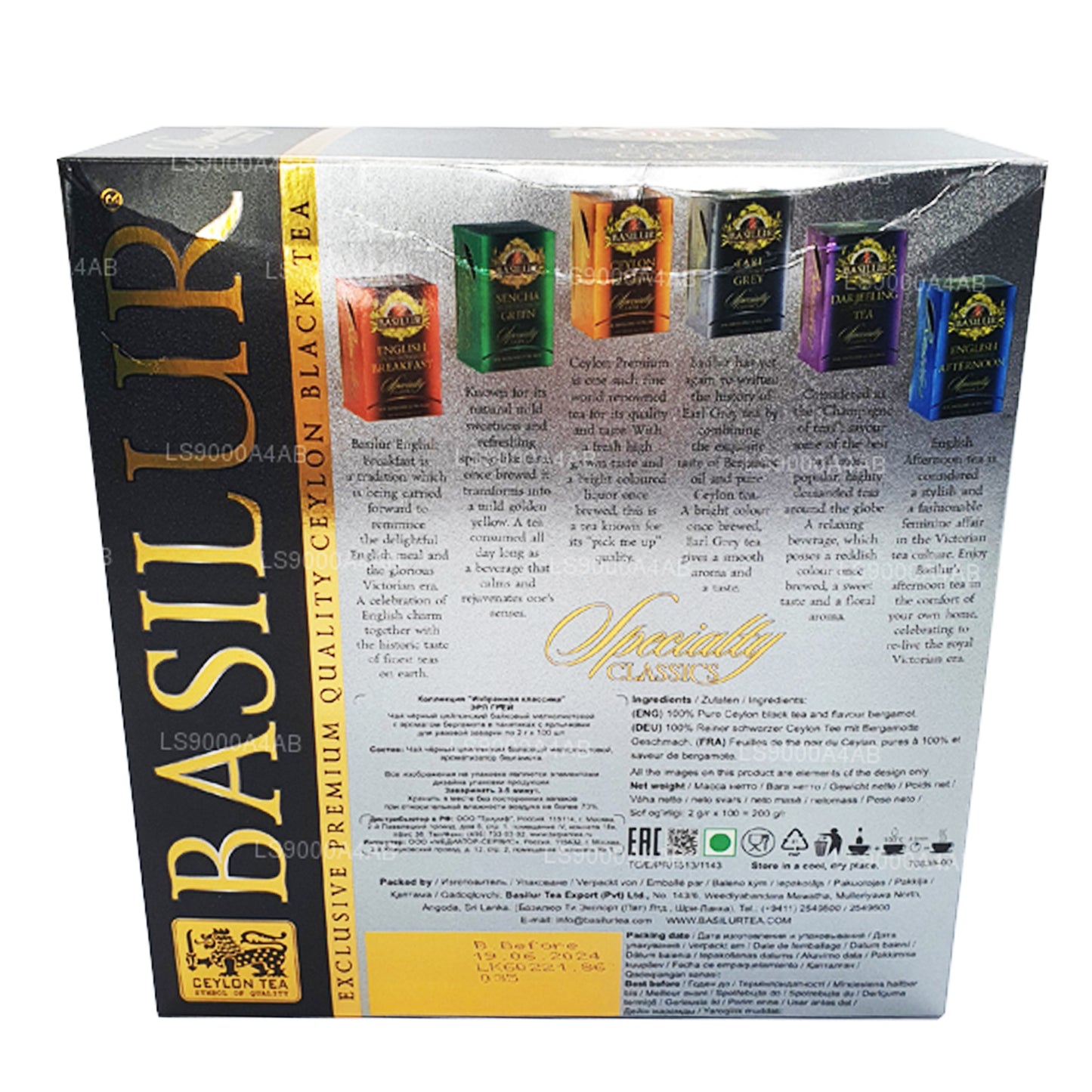 Basilur Speciality Classics Earl Grey Ceylon Schwarztee (200 g) 100 Teebeutel