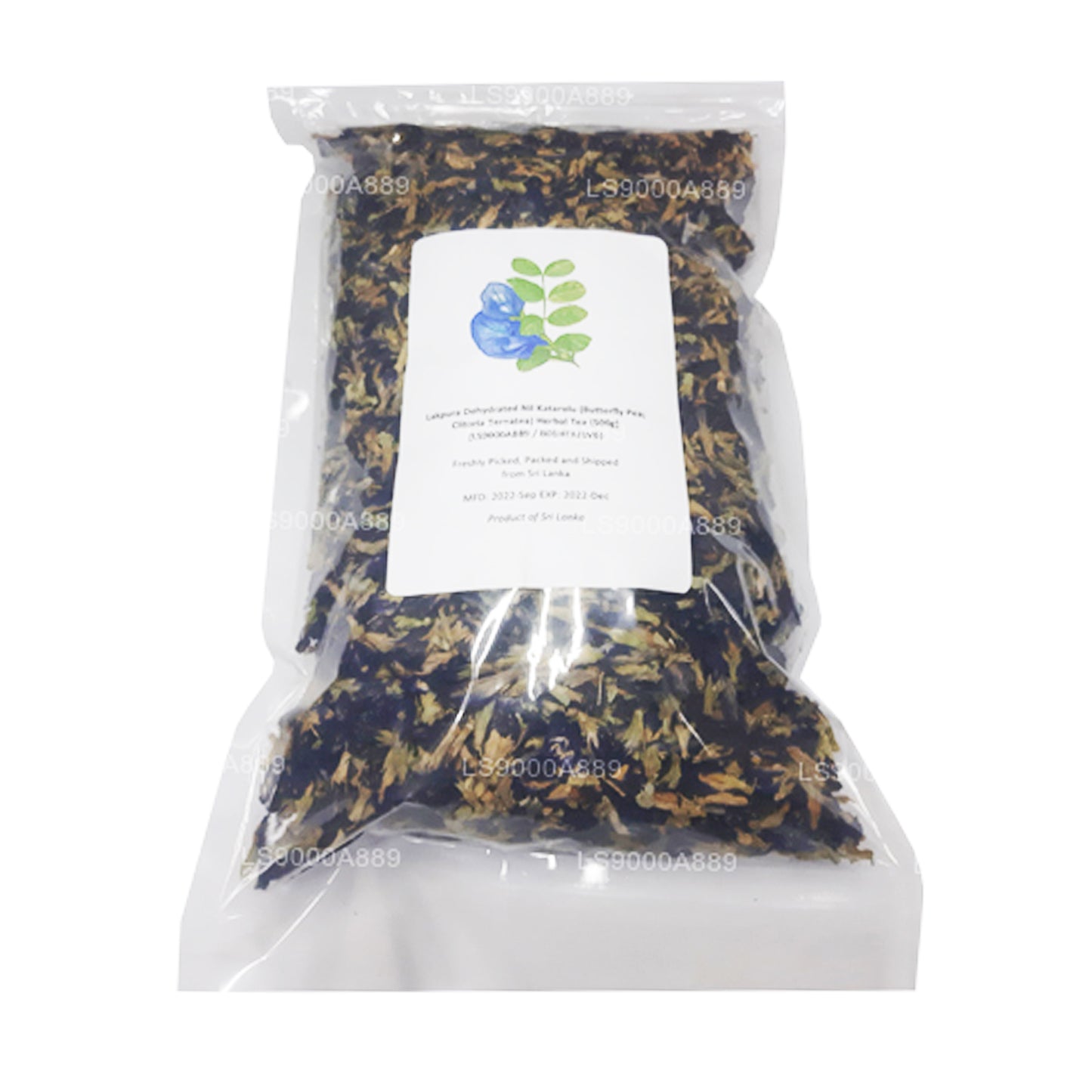 Lakpura Dehydrierter Nil Katarolu (Schmetterlingserbse; Clitoria Ternatea) Kräutertee (40 g)