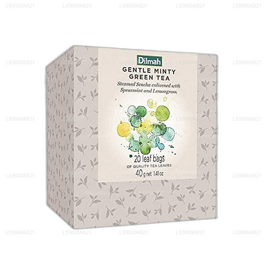 Dilmah Vivid Gentle Minty Green Tea Teebeutel-Nachfüllpackung (40 g), Box