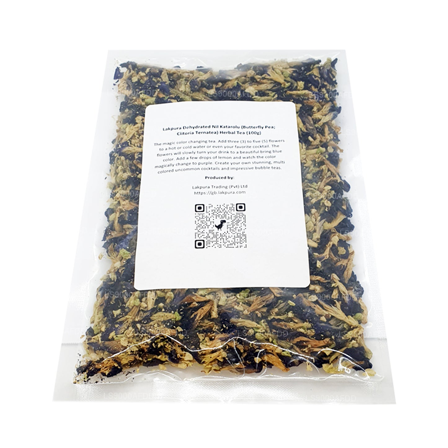 Lakpura Dehydrierter Nil Katarolu (Schmetterlingserbse; Clitoria Ternatea) Kräutertee (40 g)