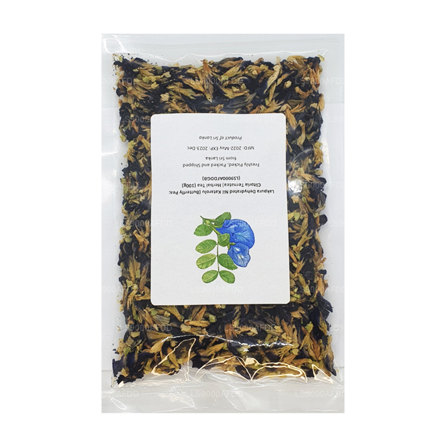 Lakpura Dehydrierter Nil Katarolu (Schmetterlingserbse; Clitoria Ternatea) Kräutertee (40 g)