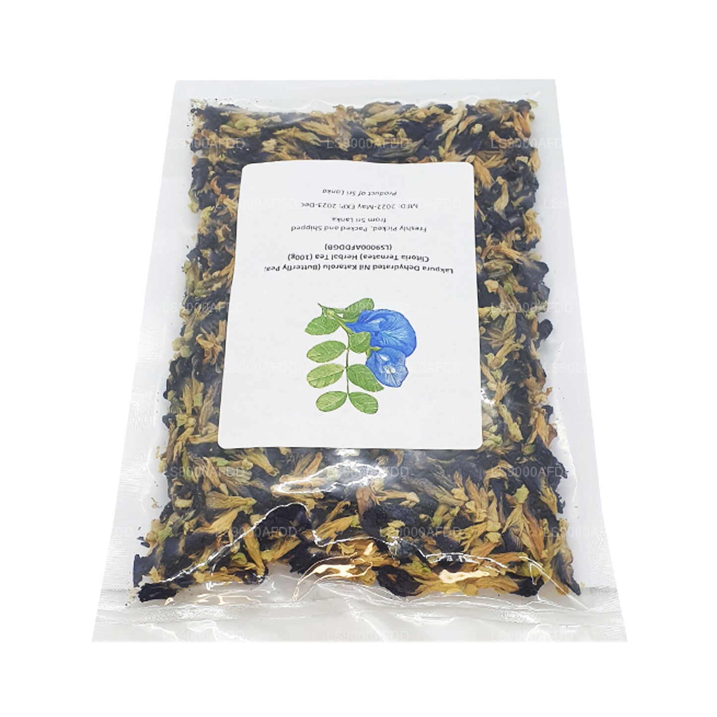 Lakpura Dehydrierter Nil Katarolu (Schmetterlingserbse; Clitoria Ternatea) Kräutertee (40 g)