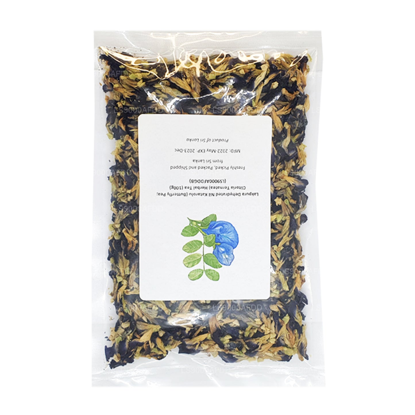 Lakpura Dehydrierter Nil Katarolu (Schmetterlingserbse; Clitoria Ternatea) Kräutertee (40 g)