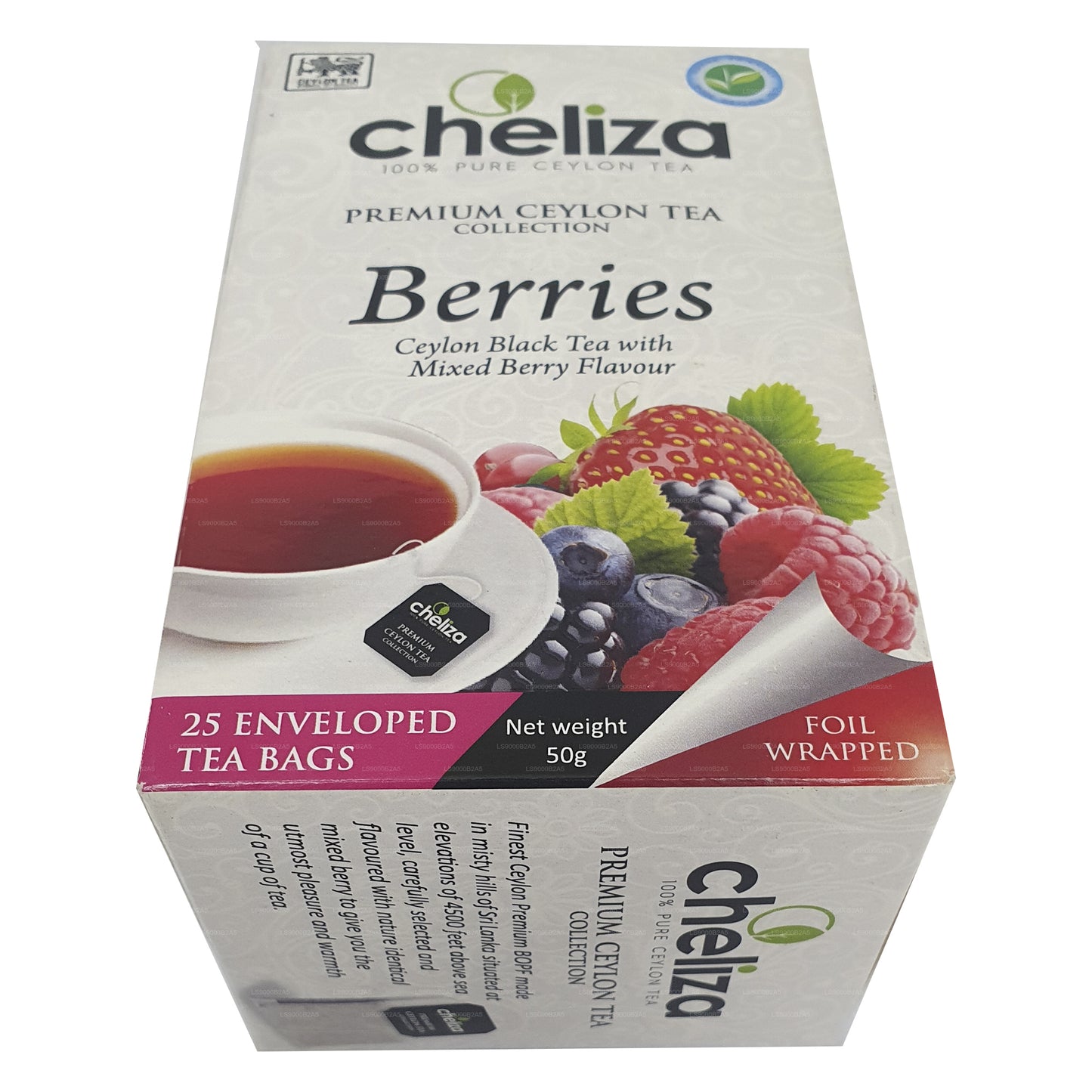 Cheliza Ceylon Schwarztee mit gemischtem Beerengeschmack (50 g) 25 Teebeutel