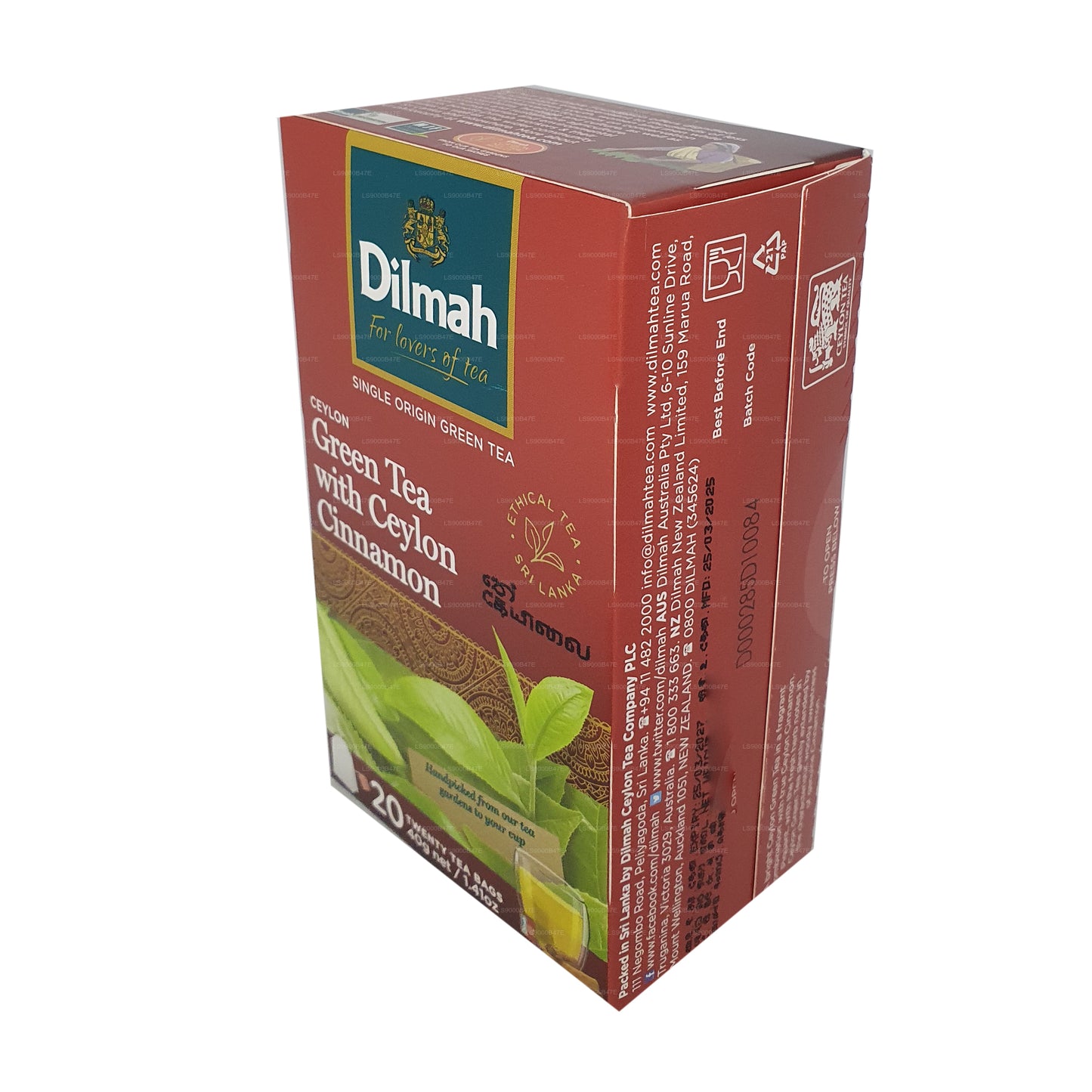 Dilmah Ceylon Grüntee mit Ceylon-Zimt (40 g) 20 Teebeutel