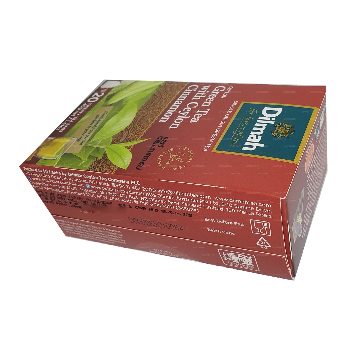 Dilmah Ceylon Grüntee mit Ceylon-Zimt (40 g) 20 Teebeutel
