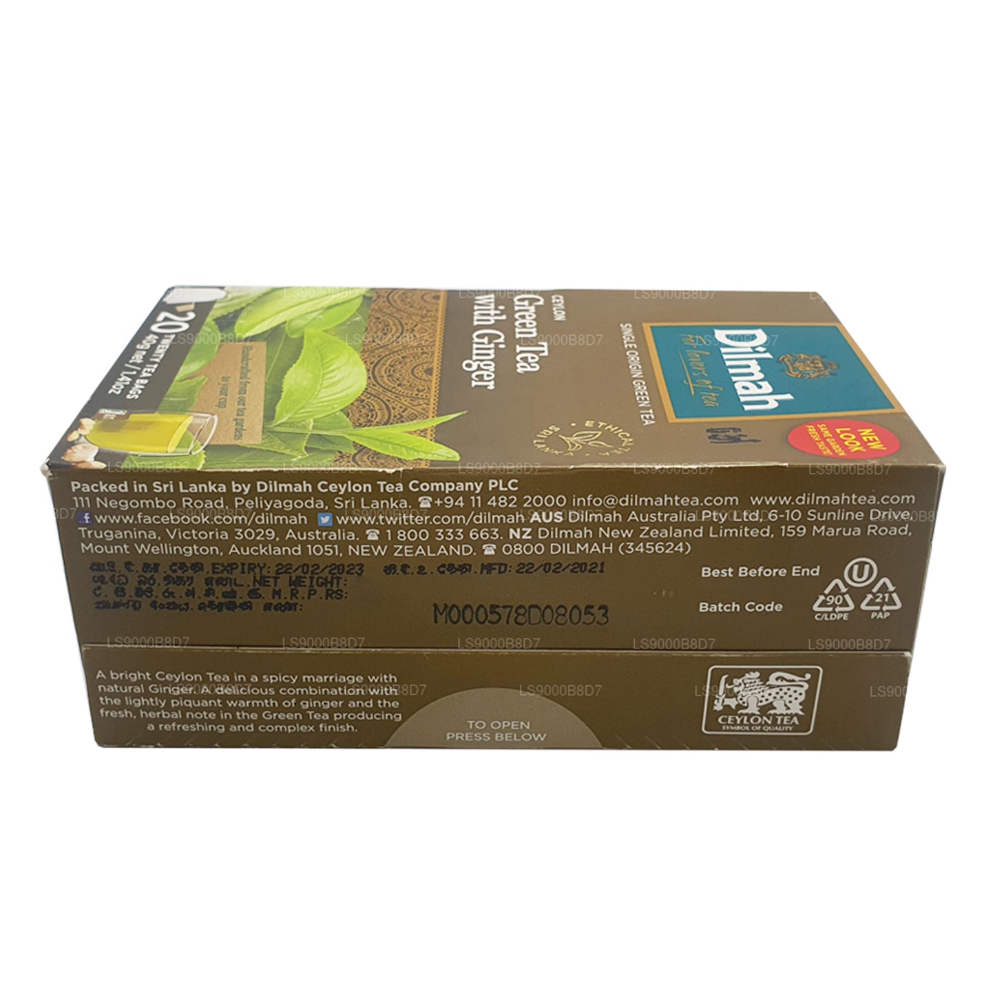 Dilmah Grüner Tee mit Ingwer (40 g), 20 Teebeutel