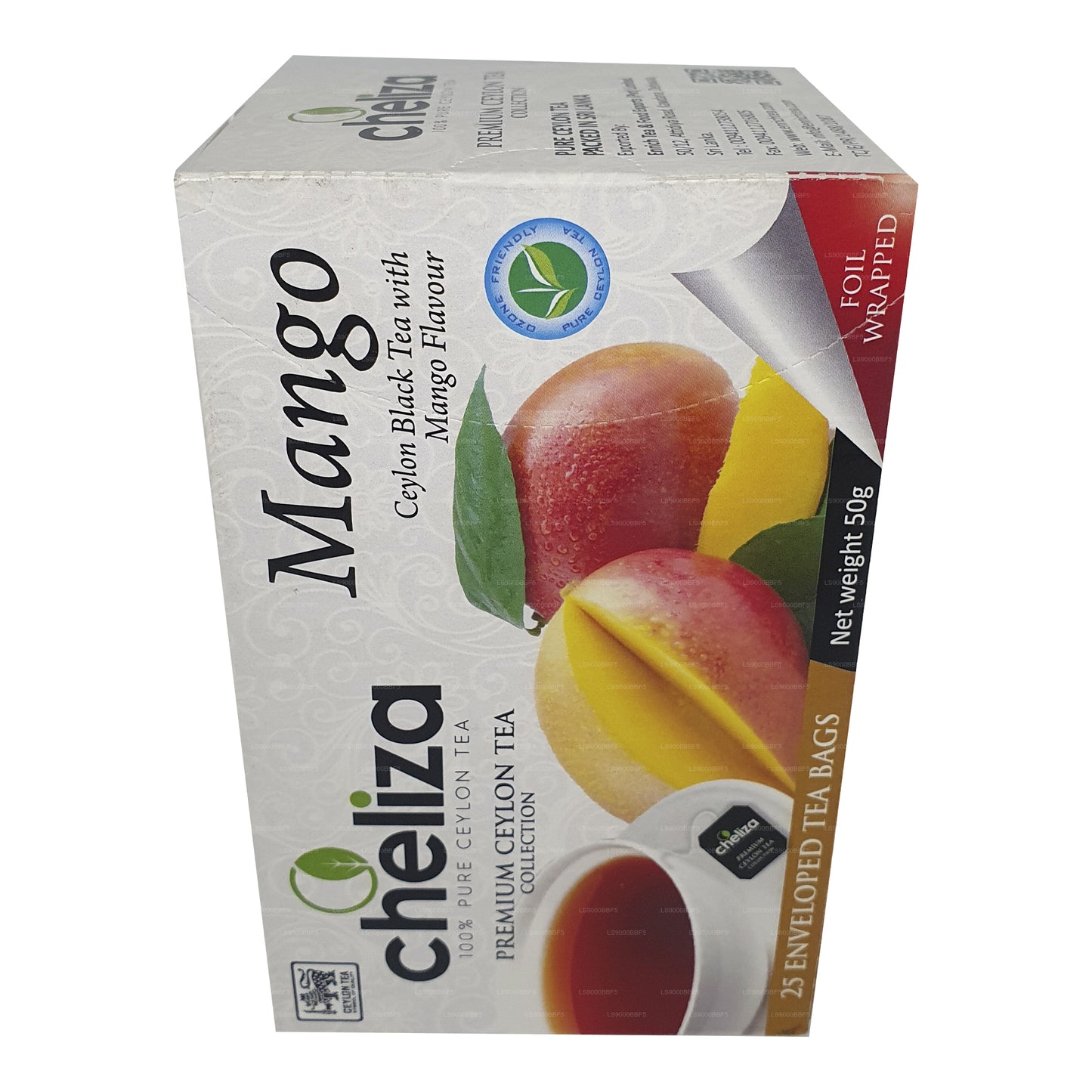 Cheliza Ceylon Schwarztee mit Mangogeschmack (50g) 25 Teebeutel