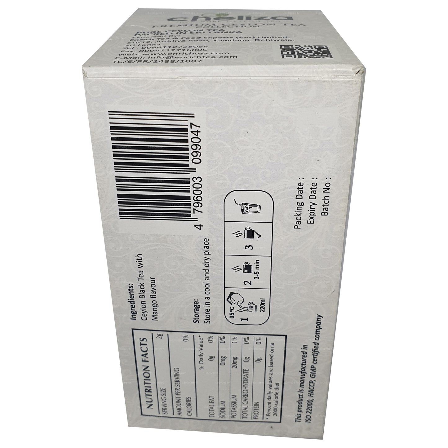 Cheliza Ceylon Schwarztee mit Mangogeschmack (50g) 25 Teebeutel