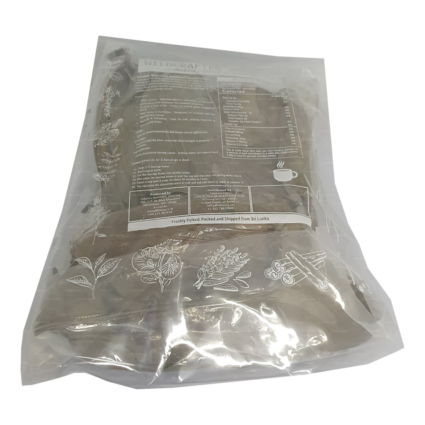 Lakpura® Wild gesammelte Stachelannone (Guanabana, Graviola, Guyabano) – getrocknete Blätter (ganz)