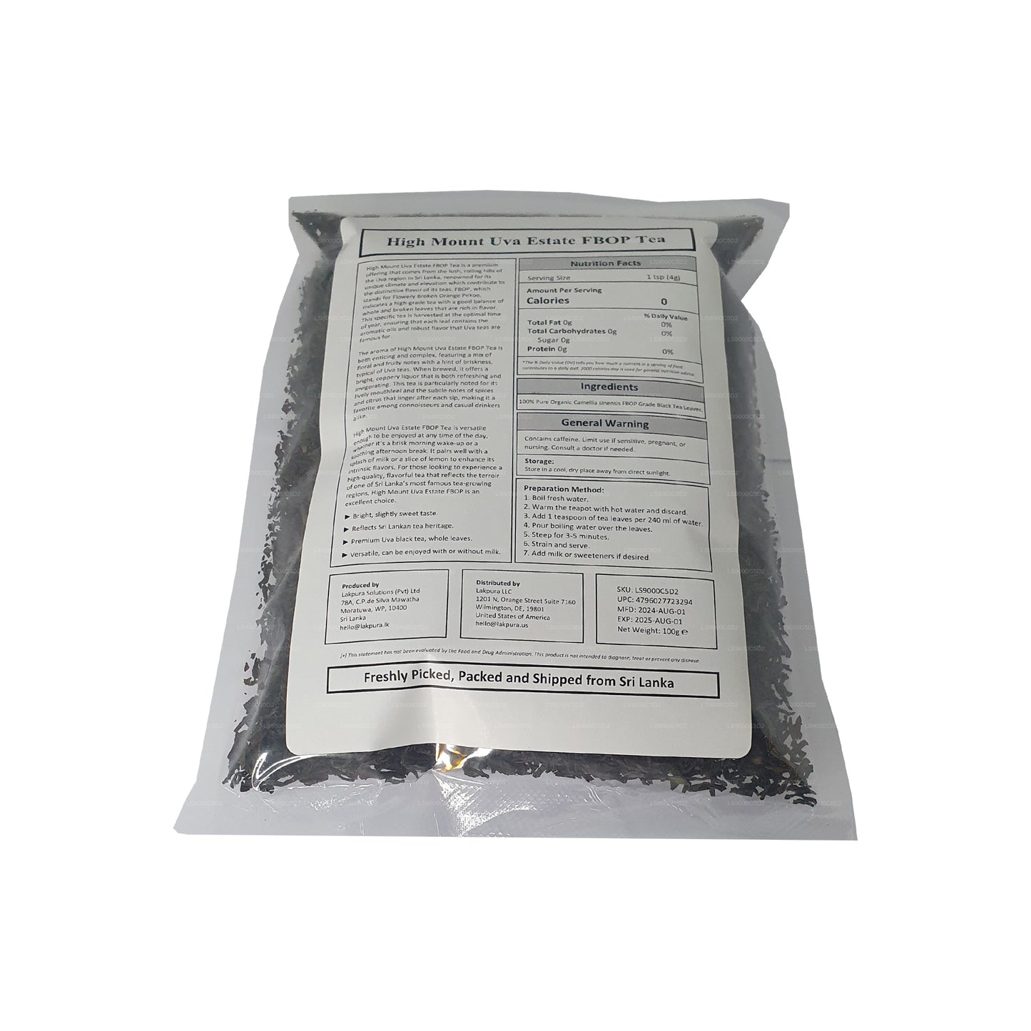 Lakpura® Uva High Mount Uva Estate FBOP Tee (100g)