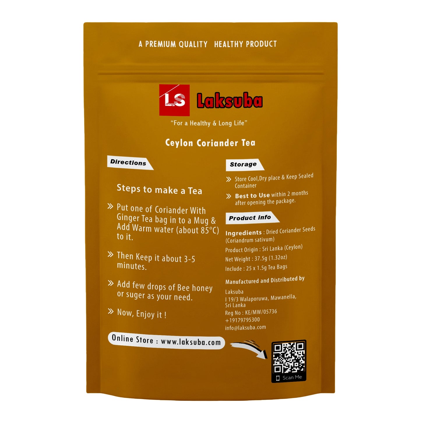 Laksuba Ceylon Koriandertee (37,5 g) 25 Teebeutel
