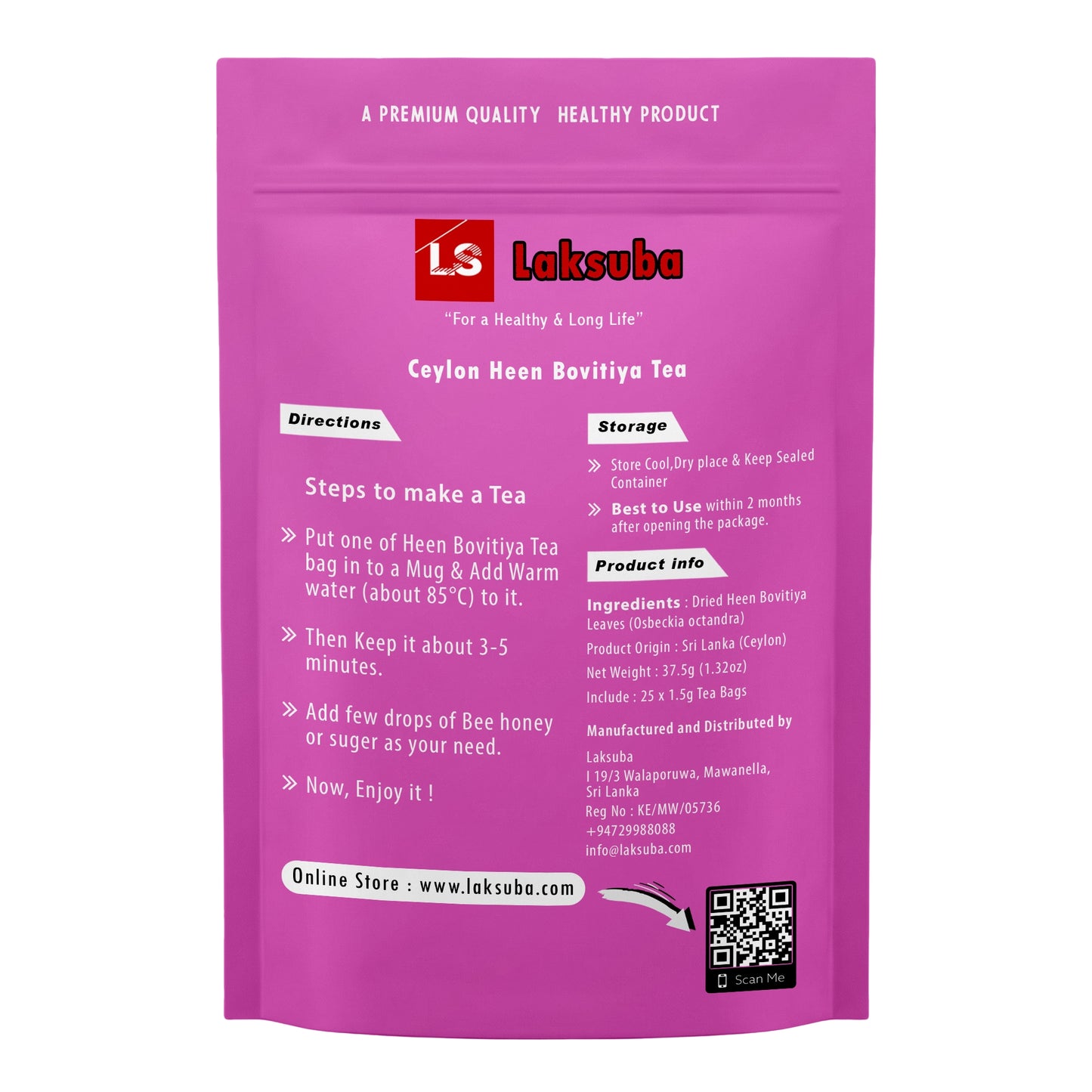 Laksuba Ceylon Heen Bovitiya Tee (37,5 g) 25 Teebeutel