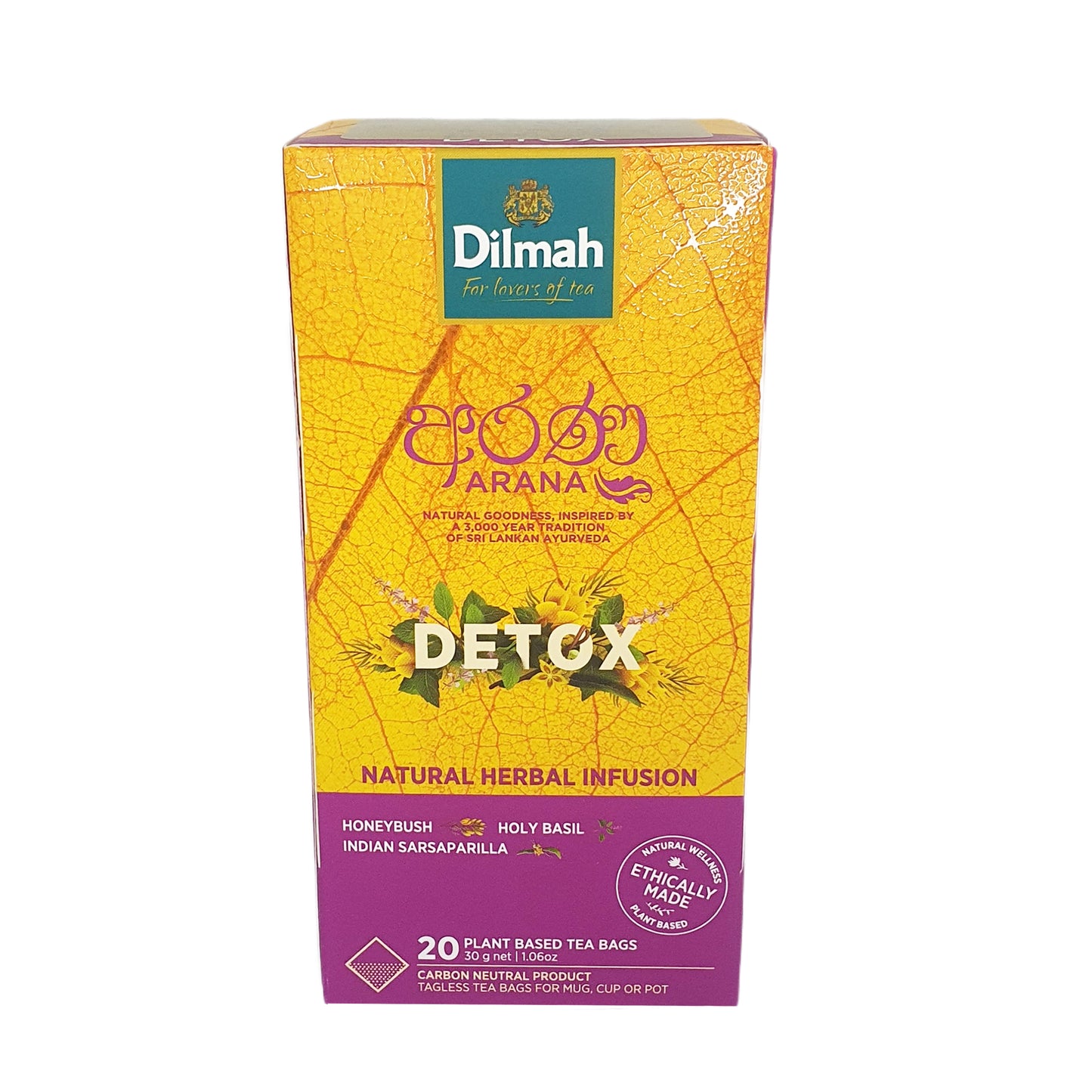 Dilmah Arana Detox Natürlicher Kräutertee (20 Teebeutel ohne Etikett)