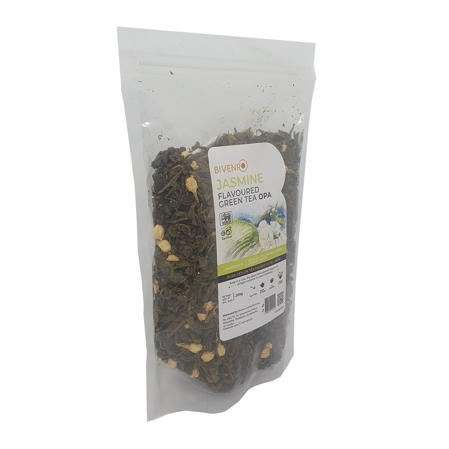 Bivenro Grüner Tee mit Jasmingeschmack, OPA-Qualität (200 g)