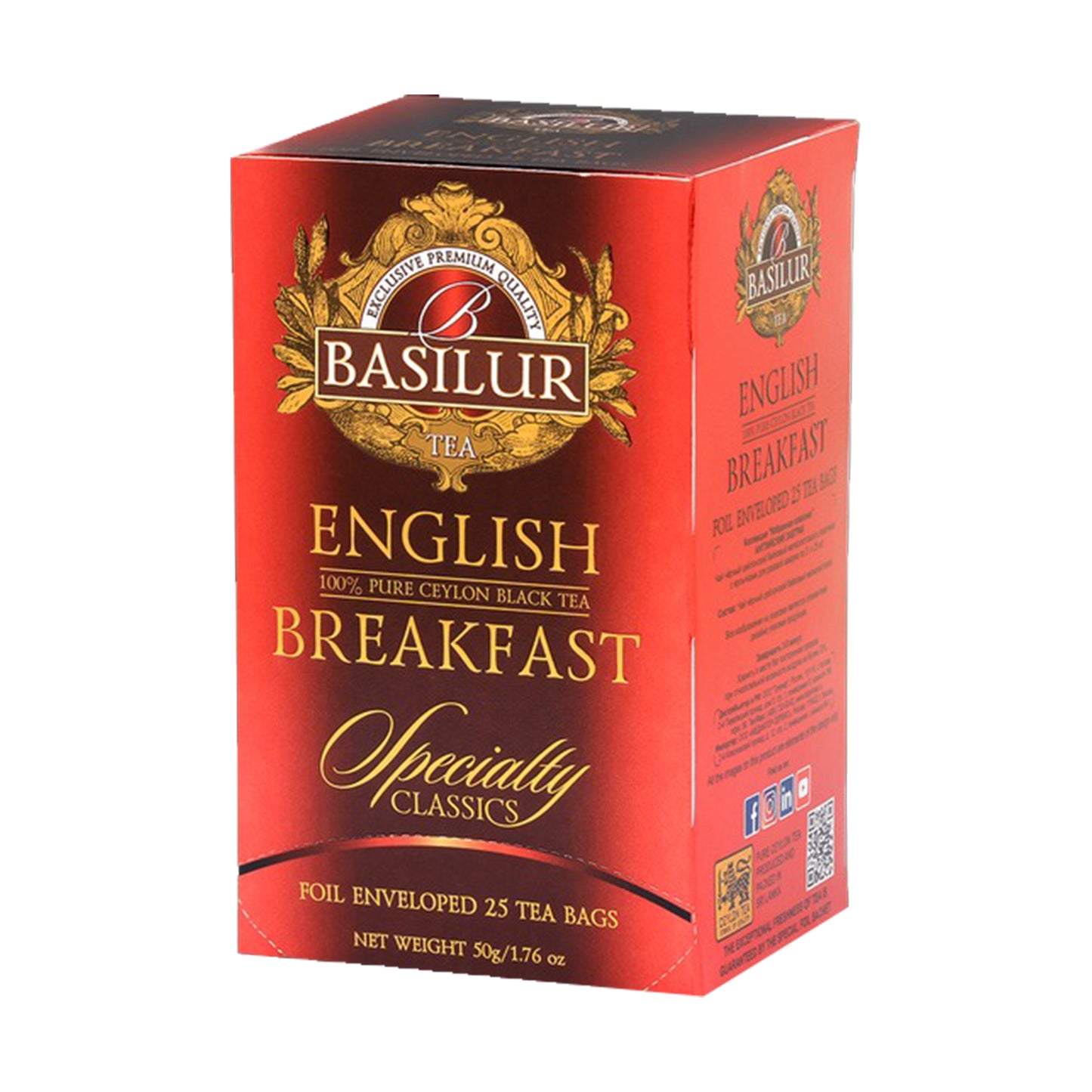 Basilur English Breakfast Pure Ceylon Schwarztee (200 g) 100 Teebeutel