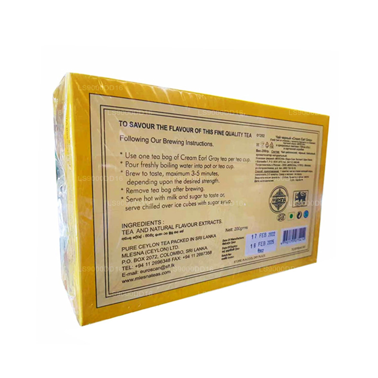 Mlesna Cream Earl Grey Tee (200 g) 100 Teebeutel