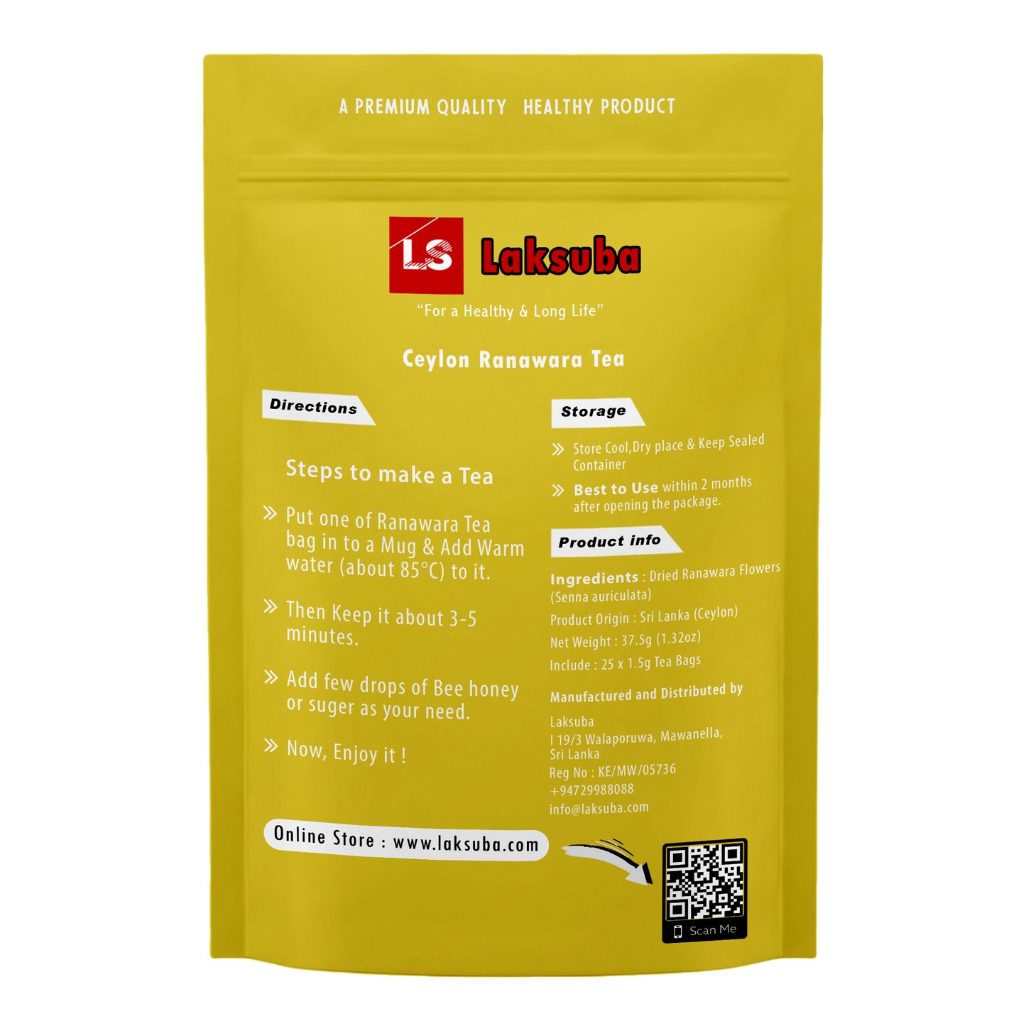 Laksuba Ceylon Ranawara Tee (37,5 g) 25 Teebeutel