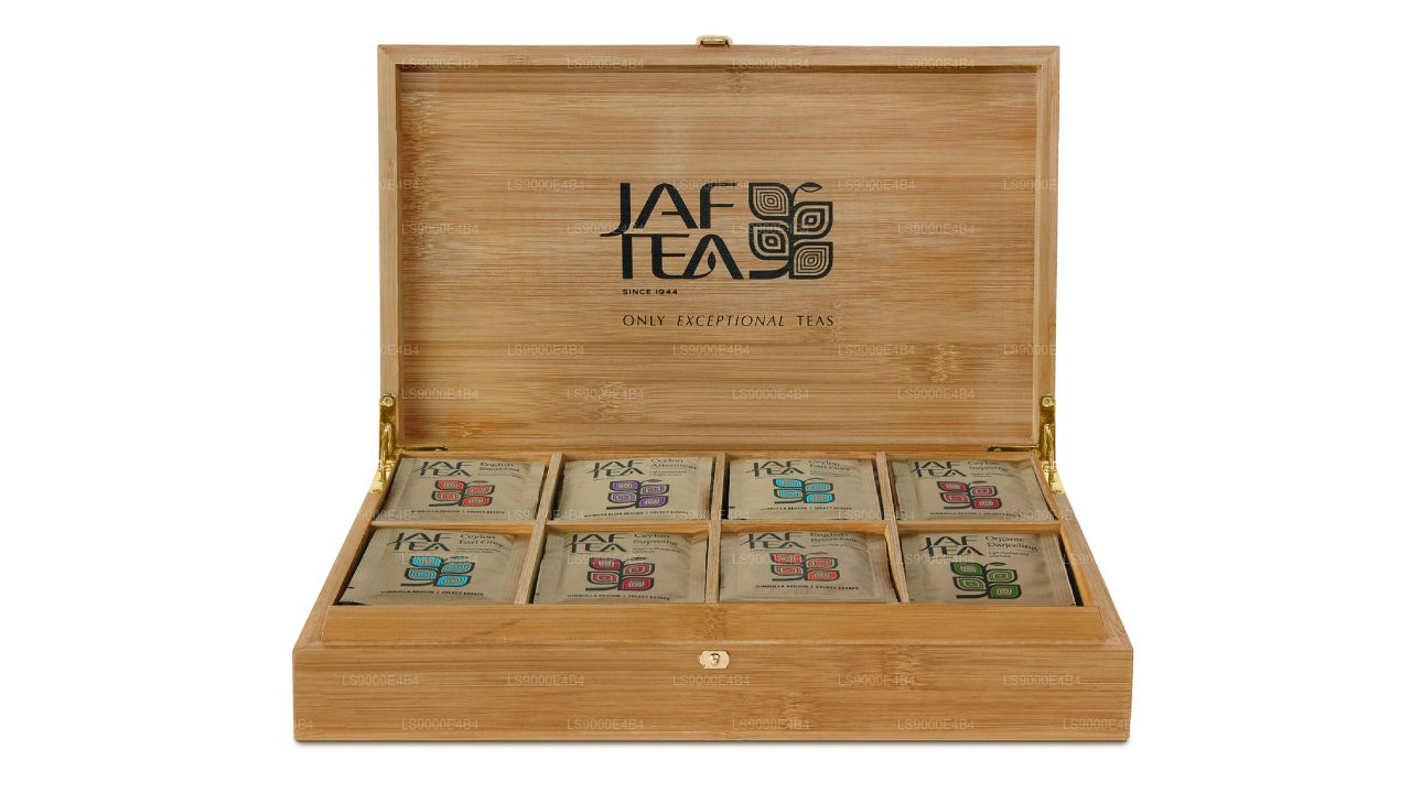 Jaf Tea Bambus-Präsenter mit 8 Fächern und Folienumschlag, Teebeutel (160 g)