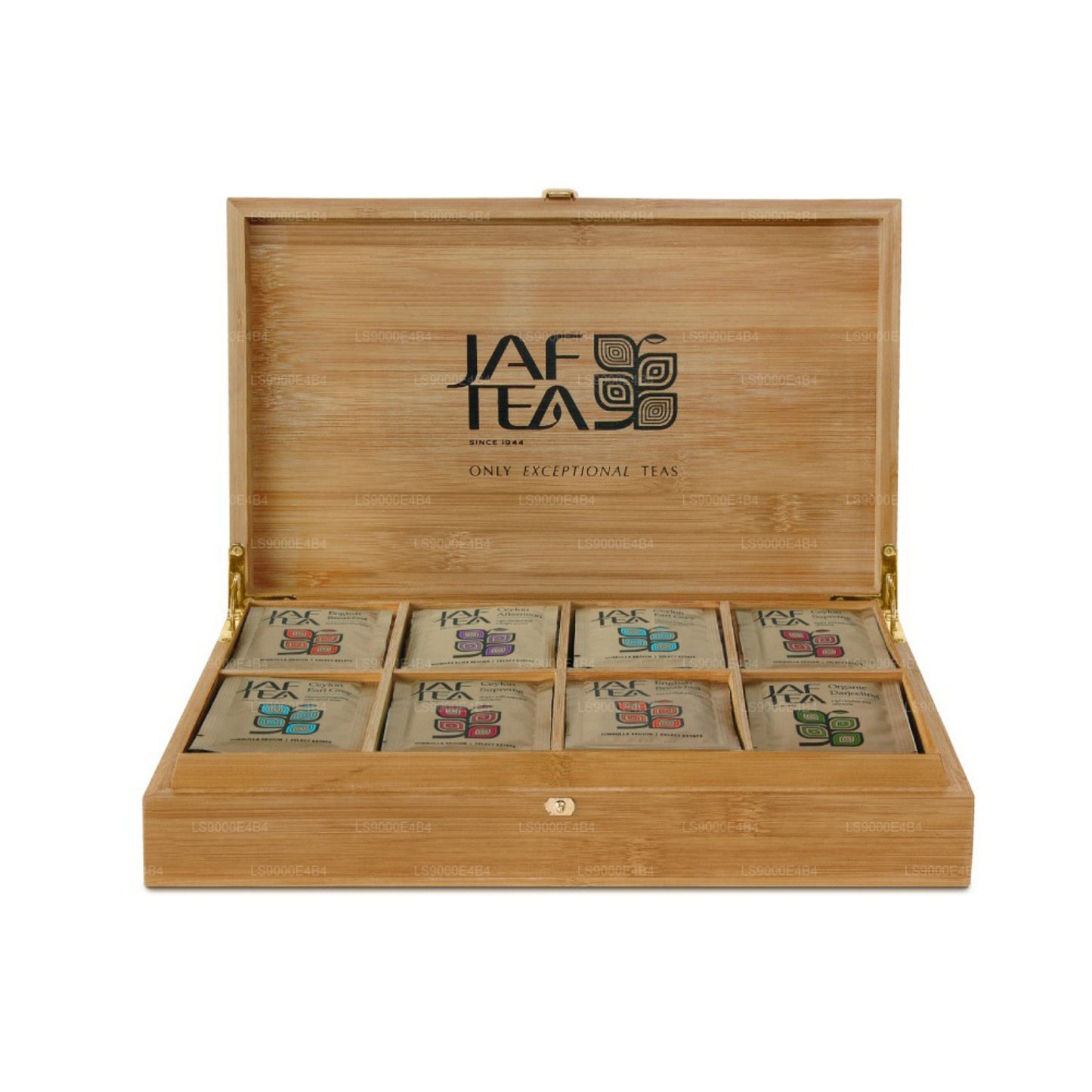 Jaf Tea Bambus-Präsenter mit 8 Fächern und Folienumschlag, Teebeutel (160 g)